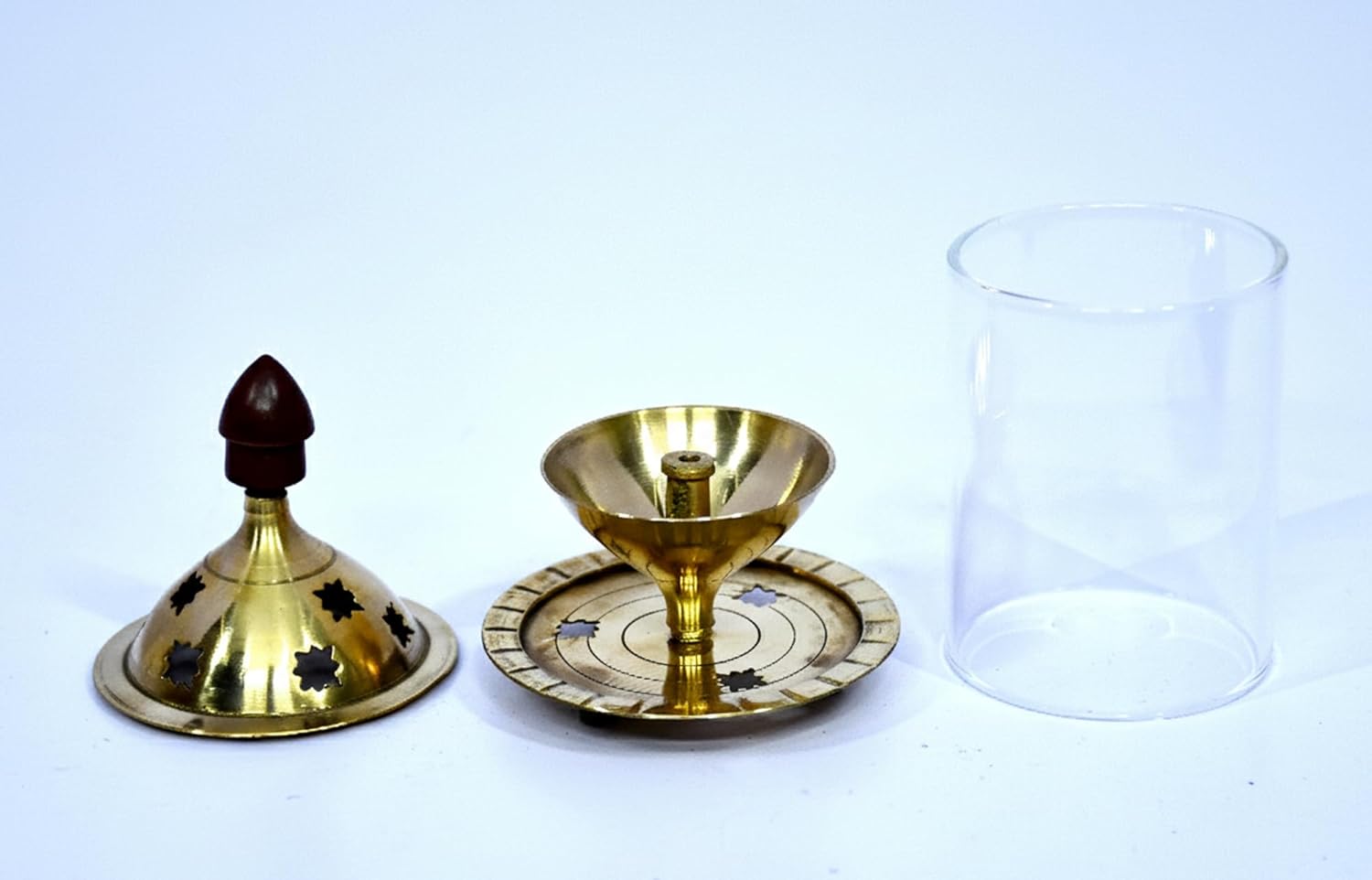 Esplanade Akhand Diya with Glass Cover, Diya with Cover for Puja, Akhand Diya for Puja, Deepak for Pooja, Deepam, Pooja Items, Golden 5"