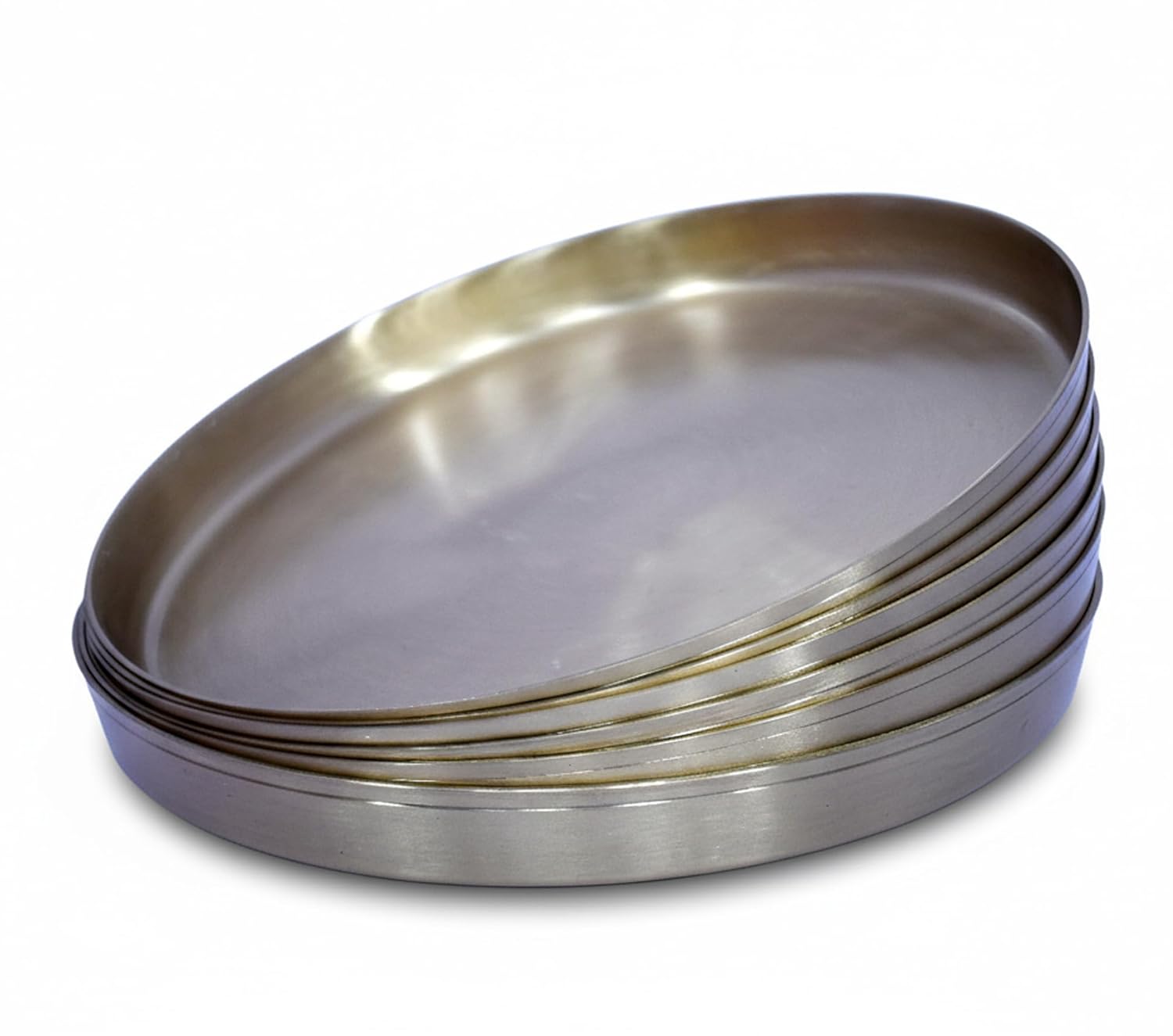 KLEO Bronze Thali Set of 6, Metal Kansa Plate Set, Dinner Thali, Traditional Bhojan Utensil, Kitchen Essentials, Pooja Articles, 29cm Diameter