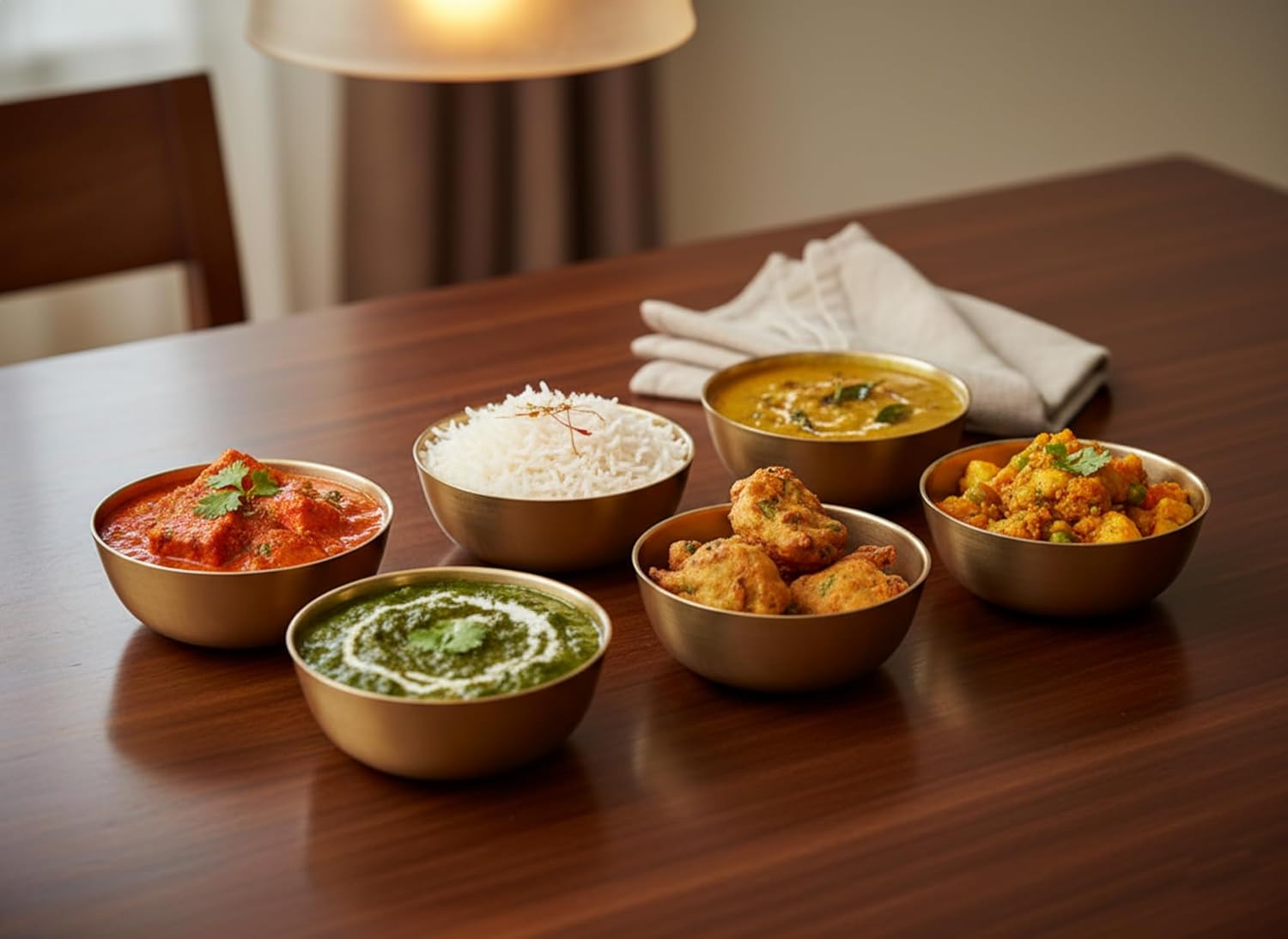 KLEO Bronze Bowl Set of 6, Metal Kansa Katori Set, Dinner Bowls, Traditional Bhojan Utensils, Kitchen Essentials, Pooja Articles, 3.4 inch Diameter