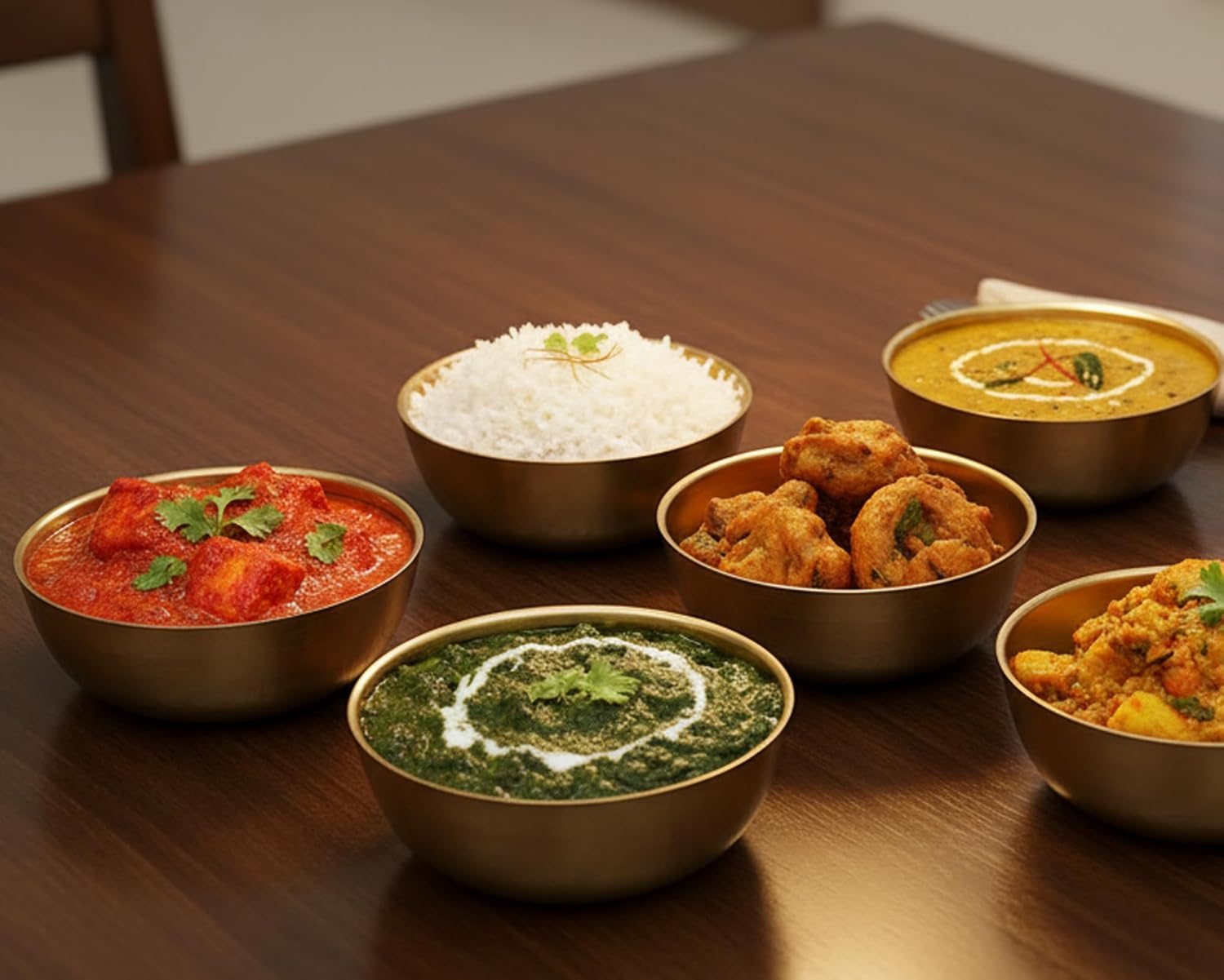 KLEO Bronze Bowl Set of 6, Metal Kansa Katori Set, Dinner Bowls, Traditional Bhojan Utensils, Kitchen Essentials, Pooja Articles, 3.4 inch Diameter