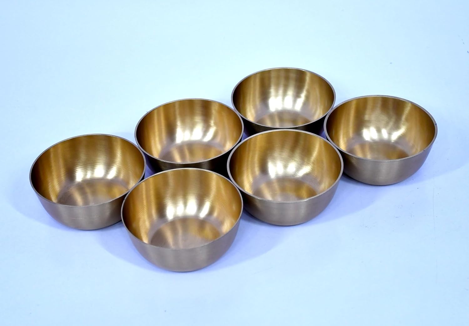 KLEO Bronze Bowl Set of 6, Metal Kansa Katori Set, Dinner Bowls, Traditional Bhojan Utensils, Kitchen Essentials, Pooja Articles, 3.4 inch Diameter