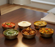 KLEO Bronze Bowl Set of 6, Metal Kansa Katori Set, Dinner Bowls, Traditional Bhojan Utensils, Kitchen Essentials, Pooja Articles, 3.4 inch Diameter