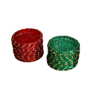 ESPLANADE Designer Glass Bangles Set, Chudi Set for Women, Glitter Multicolour Traditional Bangles Chudiyan, Pack of 24 (12 each colour), Stylish Fashion Jewellery