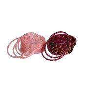 ESPLANADE Designer Glass Bangles Set, Chudi Set for Women, Glitter Multicolour Traditional Bangles Chudiyan, Pack of 24 (12 each colour), Stylish Fashion Jewellery