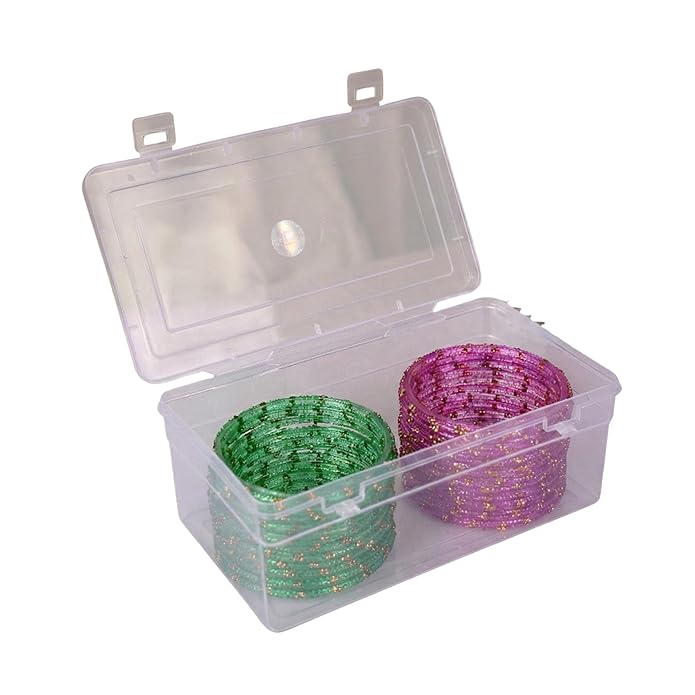 ESPLANADE Designer Glass Bangles Set, Chudi Set for Women, Glitter Multicolour Traditional Bangles Chudiyan, Pack of 24 (12 each colour), Stylish Fashion Jewellery