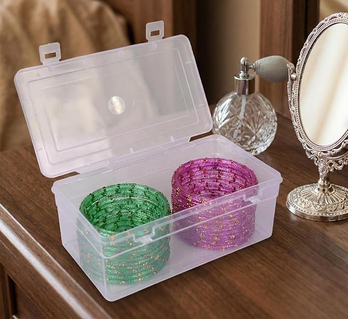 ESPLANADE Designer Glass Bangles Set, Chudi Set for Women, Glitter Multicolour Traditional Bangles Chudiyan, Pack of 24 (12 each colour), Stylish Fashion Jewellery