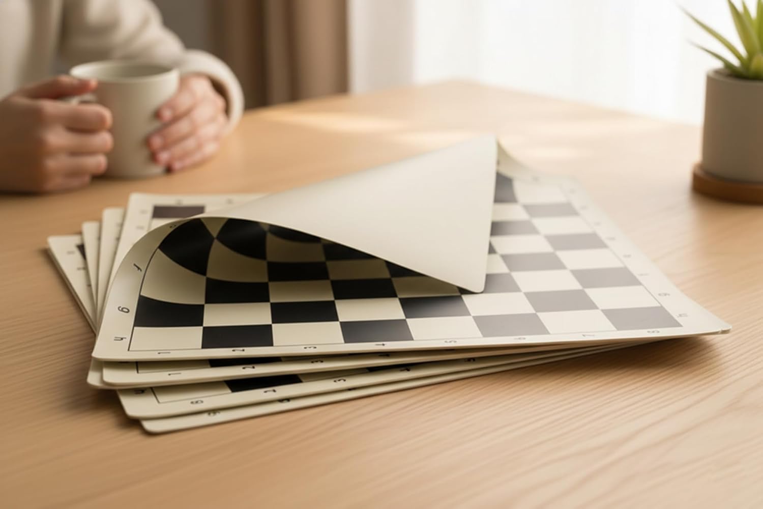 StonKraft 18.2'' x 18.2'' Tournament Chess Vinyl Foldable Chess Board Only, Pack of 5, for Professional Chess Players (Without Pieces) (Black)