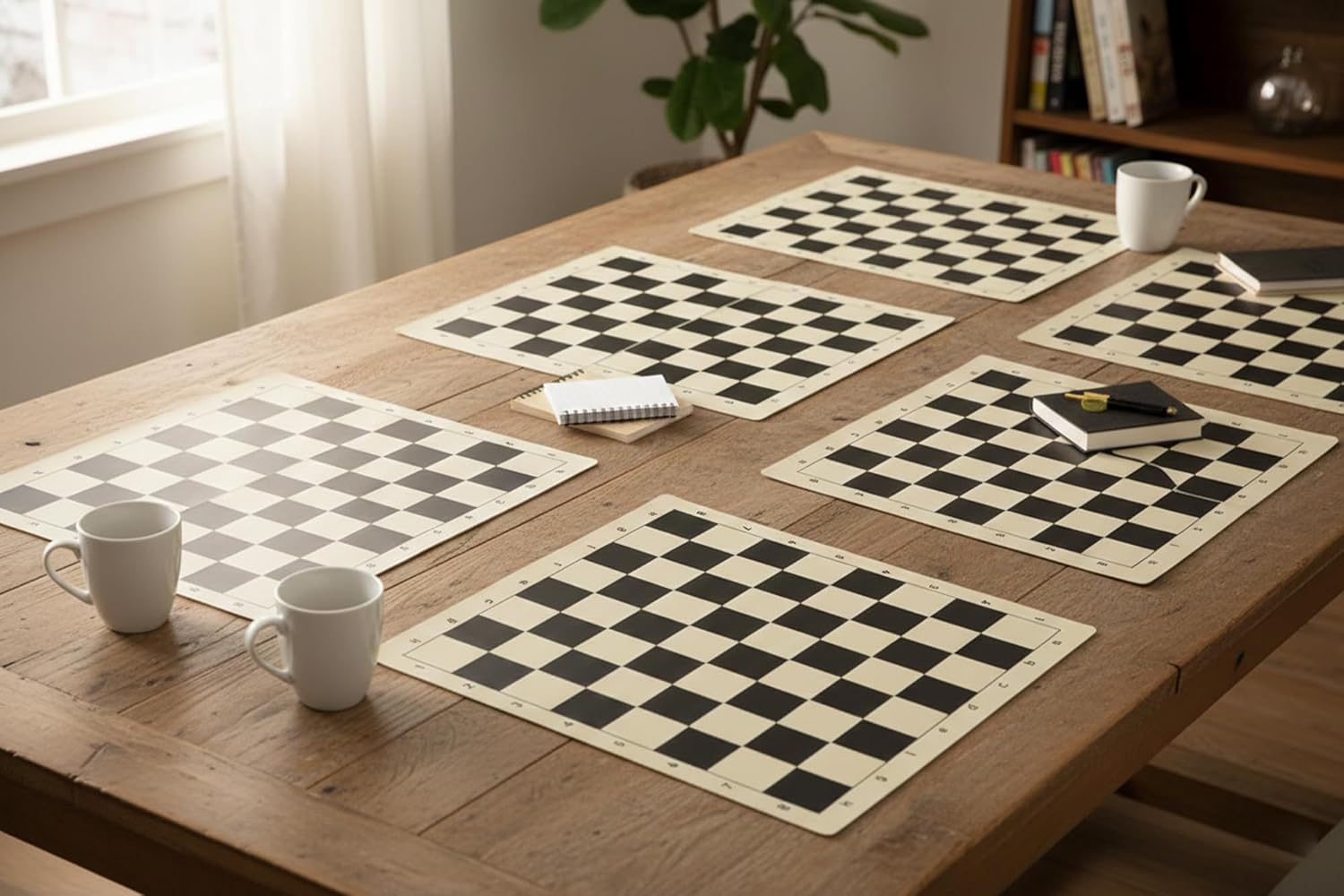 StonKraft 18.2'' x 18.2'' Tournament Chess Vinyl Foldable Chess Board Only, Pack of 5, for Professional Chess Players (Without Pieces) (Black)