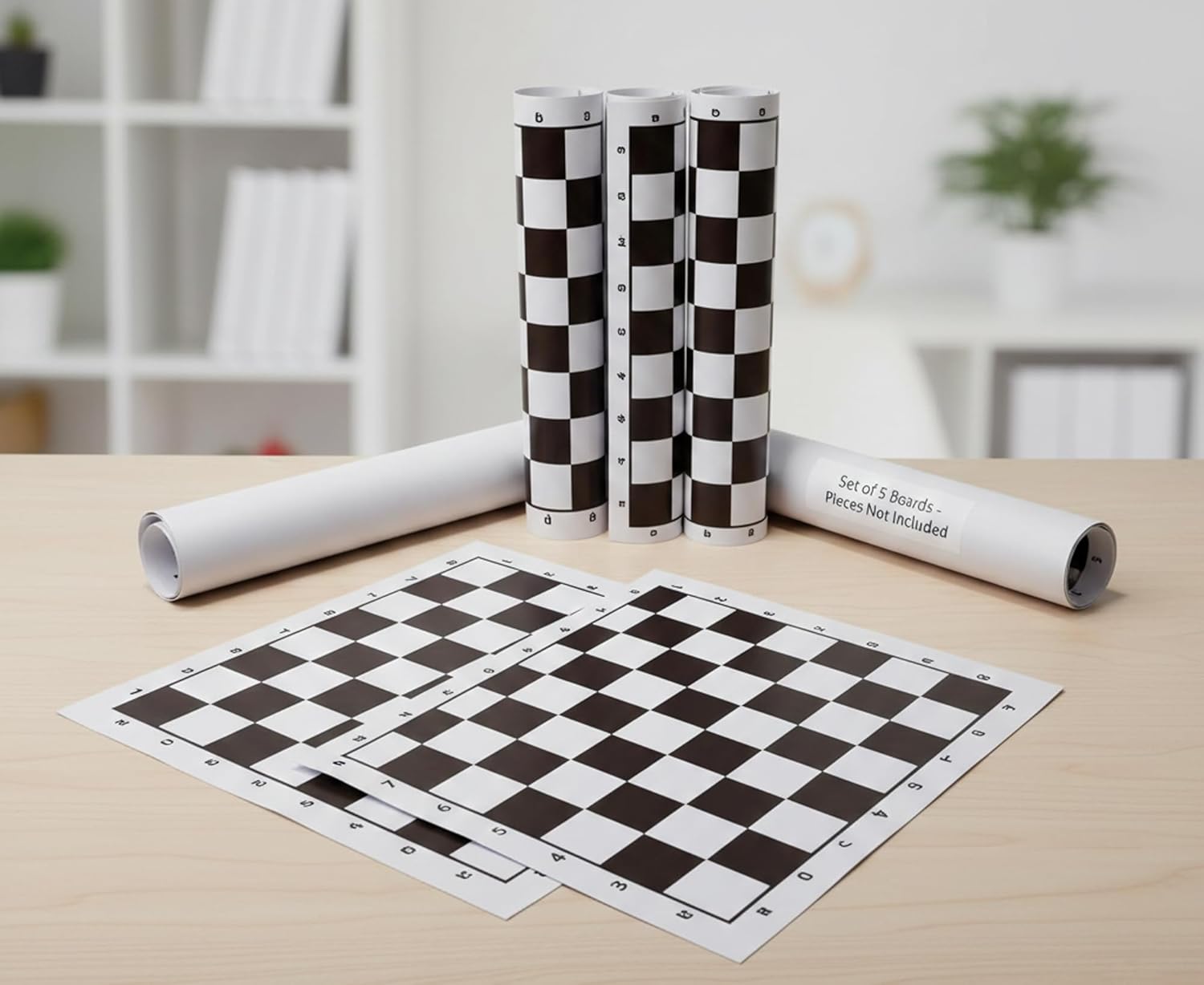 StonKraft 18.2'' x 18.2'' Tournament Chess Vinyl Foldable Chess Board Only, Pack of 5, for Professional Chess Players (Without Pieces) (Black)