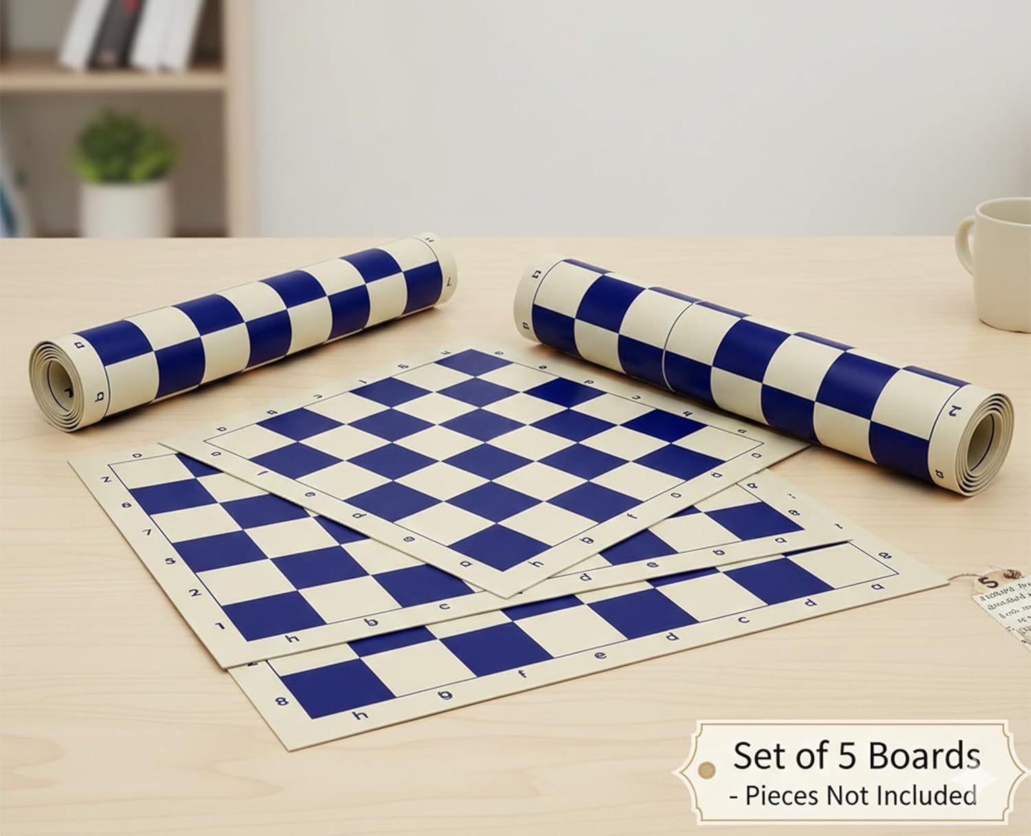 StonKraft 18.2'' x 18.2'' Tournament Chess Vinyl Foldable Chess Board Only, Pack of 5, for Professional Chess Players (Without Pieces) (Blue)