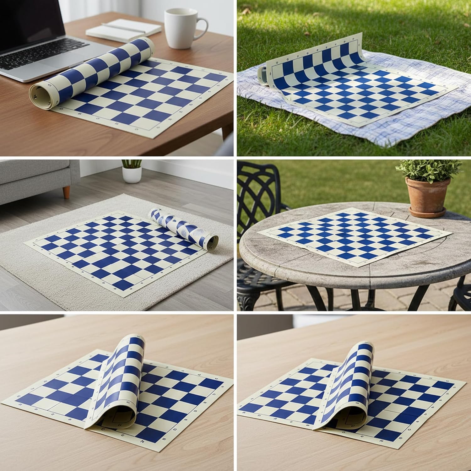 StonKraft 18.2'' x 18.2'' Tournament Chess Vinyl Foldable Chess Board Only, Pack of 5, for Professional Chess Players (Without Pieces) (Blue)