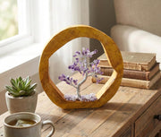 Esplanade Amethyst Crystals Tree with Wooden Enclosure, 100 Beads Healing Stones Seven Chakra Natural Healing Gemstone Bonsai Fortune Money Tree, Home Office Decor Spiritual Gift, 6.7in
