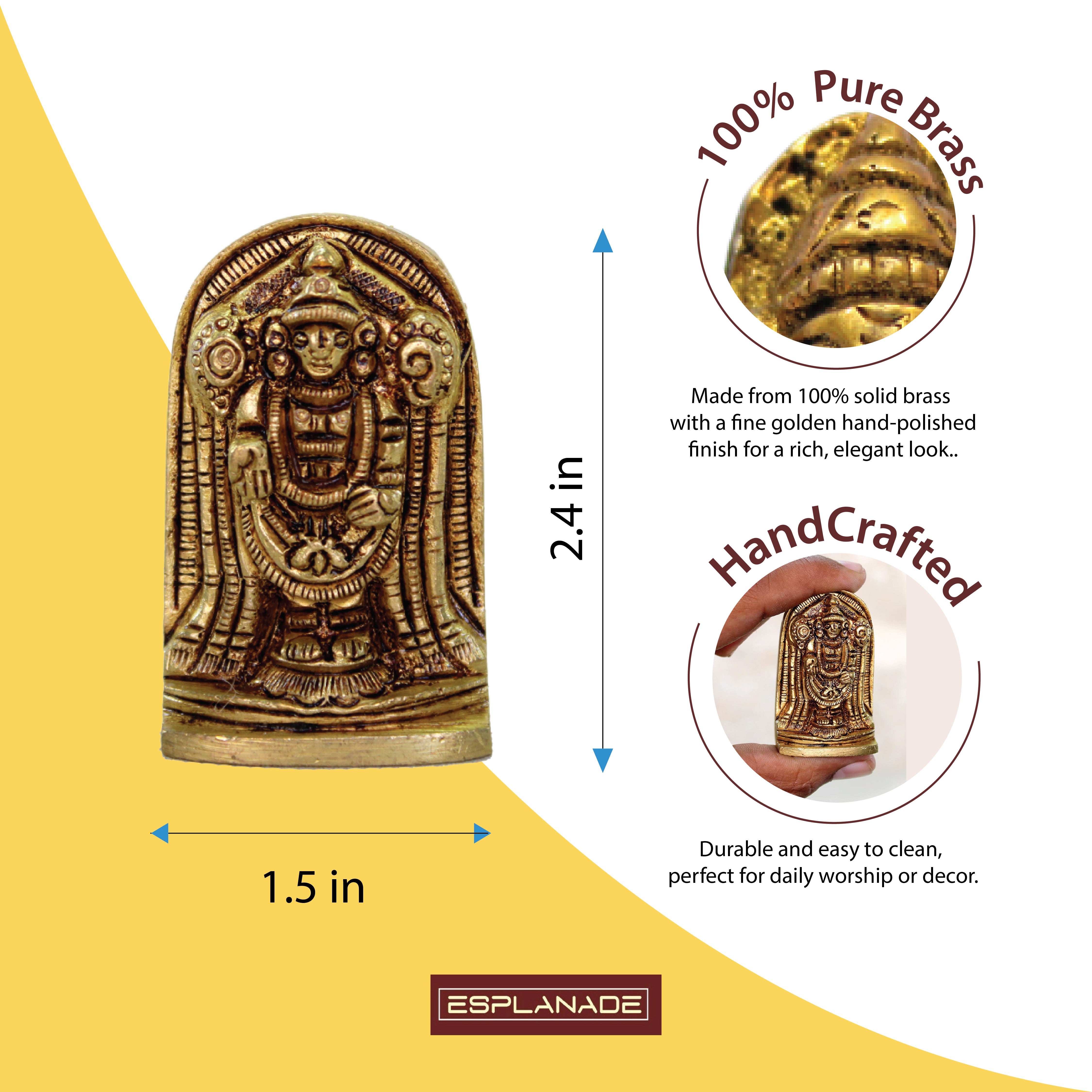 eSplanade Brass Balaji Venkatesh Tirupati Murti Idol Statue Sculpture | Pooja Idols | Tirupathi Balaji | Home Decor | Brass Statue - 2" Inches