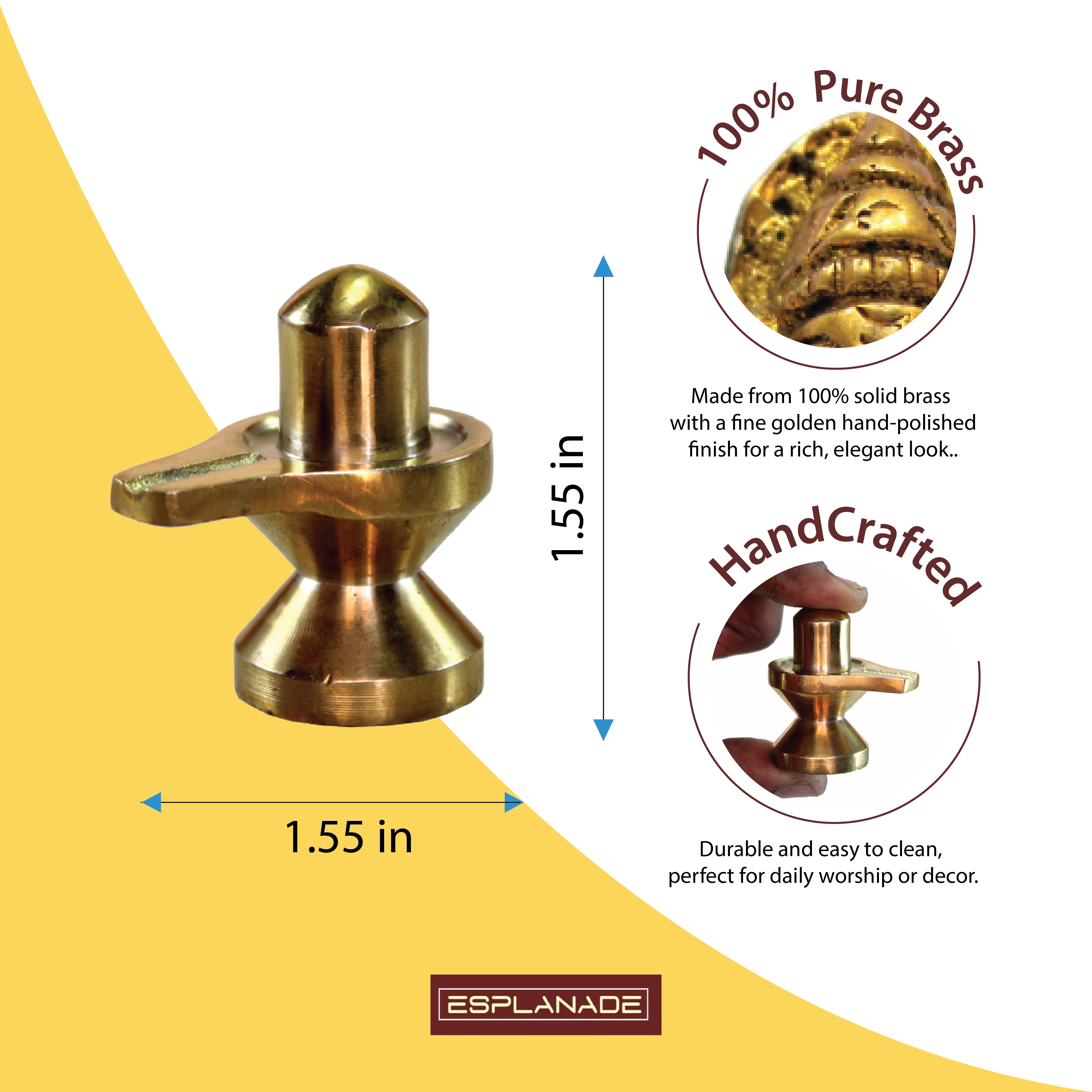 ESPLANADE Brass Shiva Lingam Idol 2.5 in Car Dashboard God Idol for Home for Desk Decor | Antique Decor Item | Home Decor Gift Showpieces