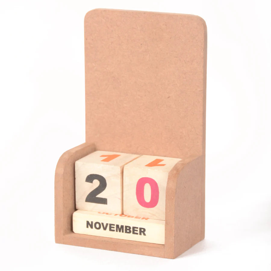 IVEI DIY MDF Perpetual Calendar Wooden Craft - MDF Mini Wooden Calendar - Plain MDF Blank Desk Calendar for Painting Wood Sheet Craft, Decoupage, Resin Artwork & Decoration (Curved, Straight)