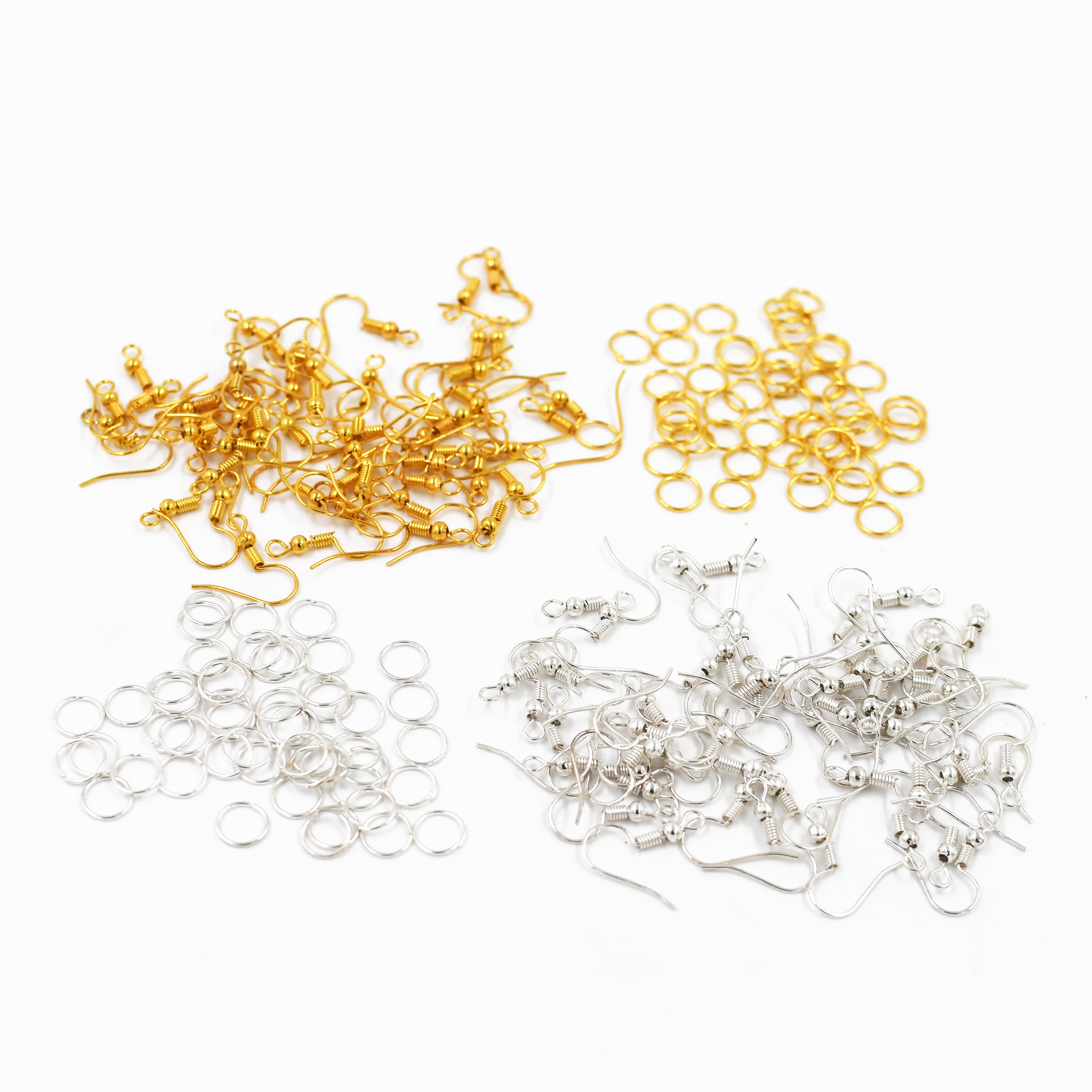 IVEI DIY Earring Hooks & Jump Rings for Jewellery Making Ð Bulk Pack | DIY Projects, Quilling & Craft | Ideal for Artists, Professionals, Kids (100 Silver+Golden)