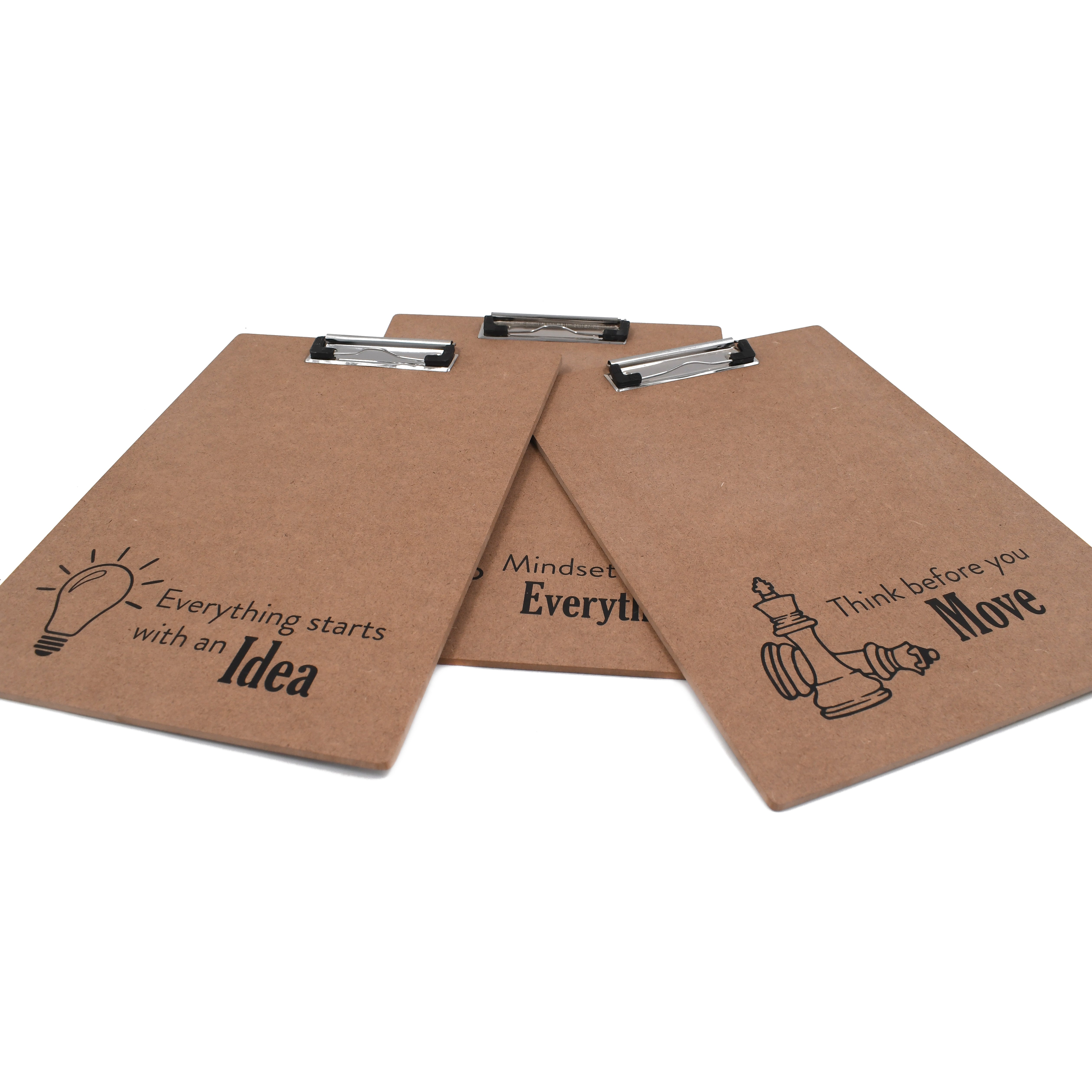 IVEI Clip Pad Writing Board | Examination Board, Drawing Pad & Note-Taking Board with Quotes | MDF A4 Plain - Set of 3 | School, Office and Home use