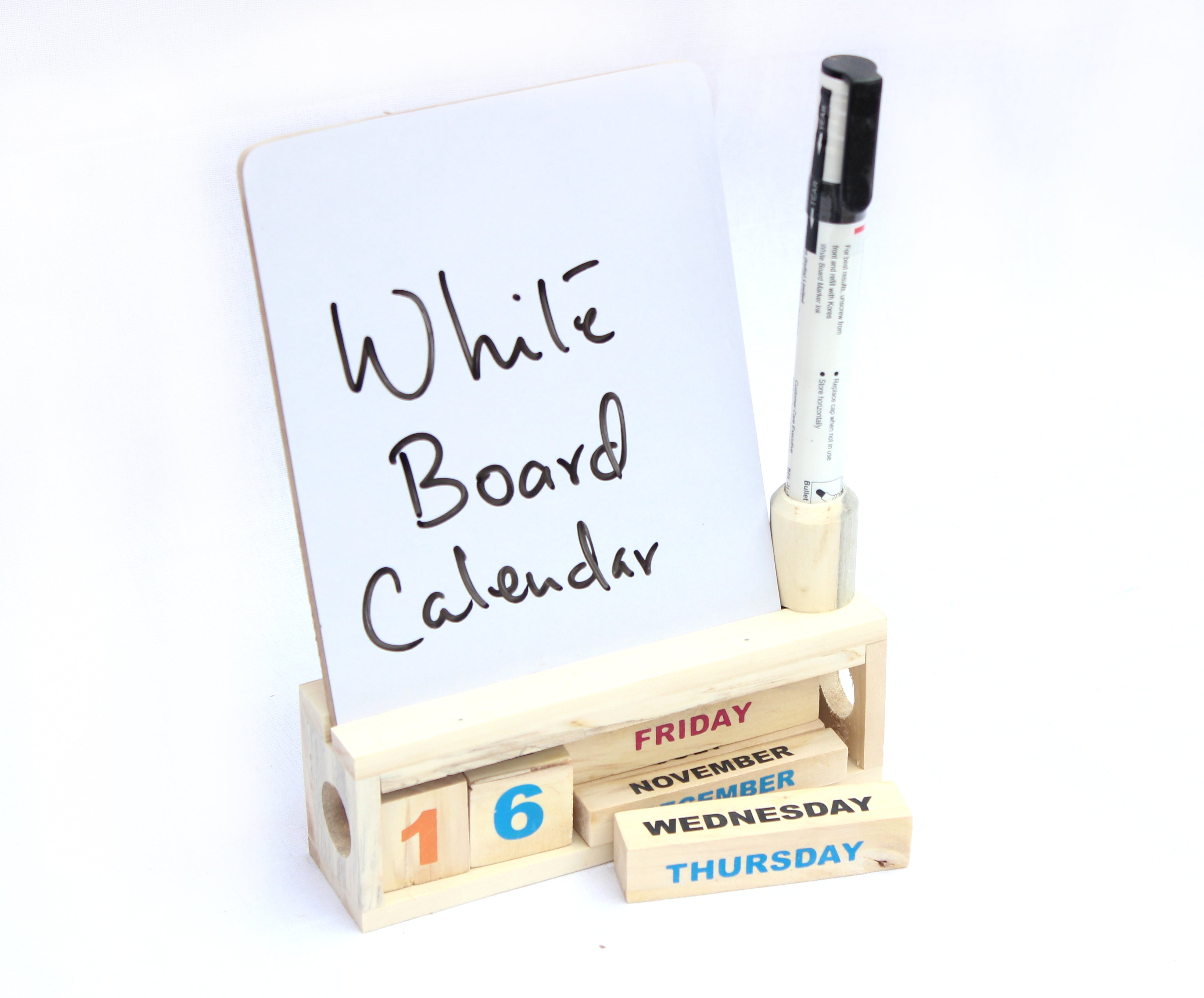 IVEI Wooden Endless Desk Calendar with Whiteboard | Perpetual Calendar Set for Desk Decor, Study Room