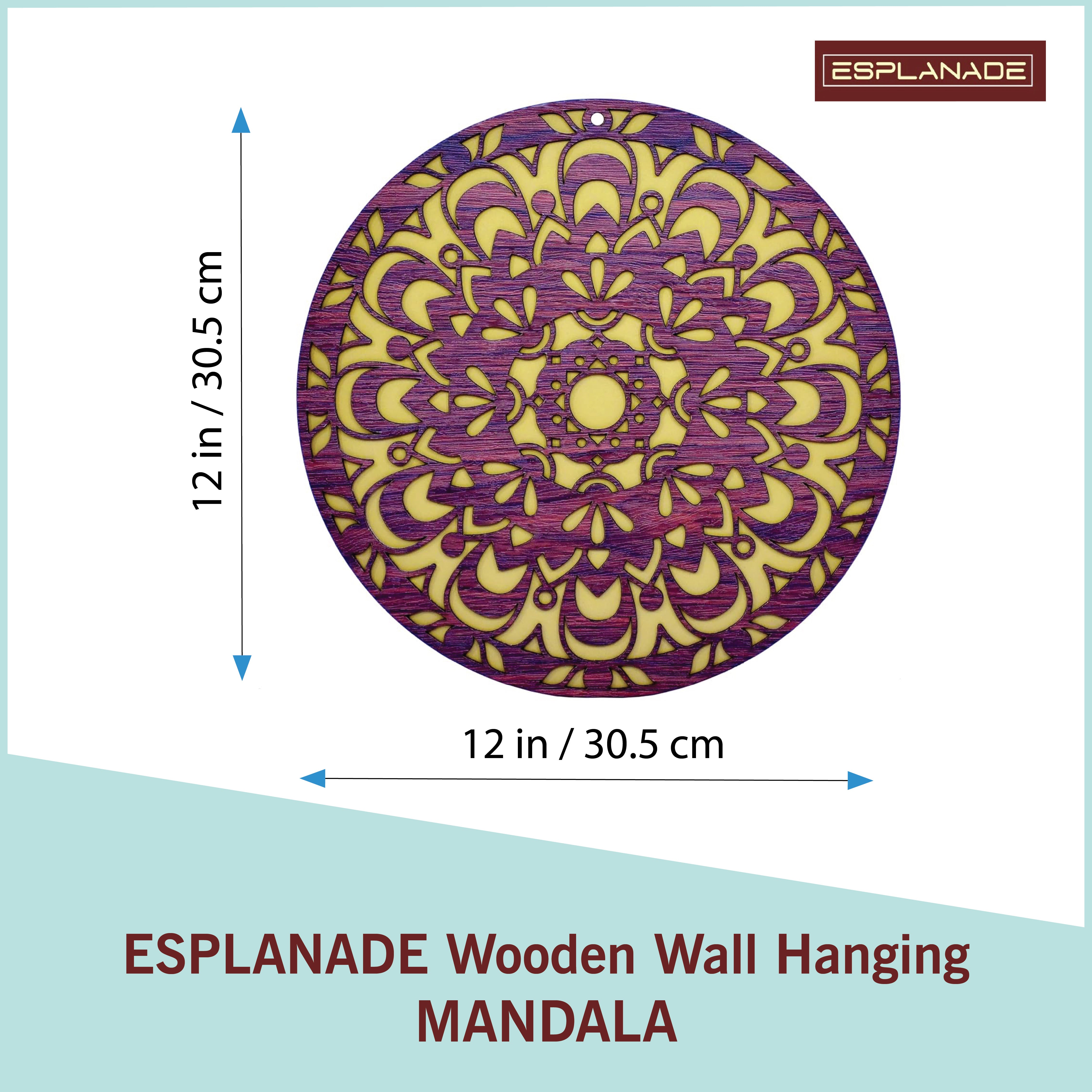 ESPLANADE Wood Wall Hanging- Satiya, Om, Ganesh & Mandala Home Decoration Items for Living Room, Wall Decor Items, Decor for Home and Office - 12in