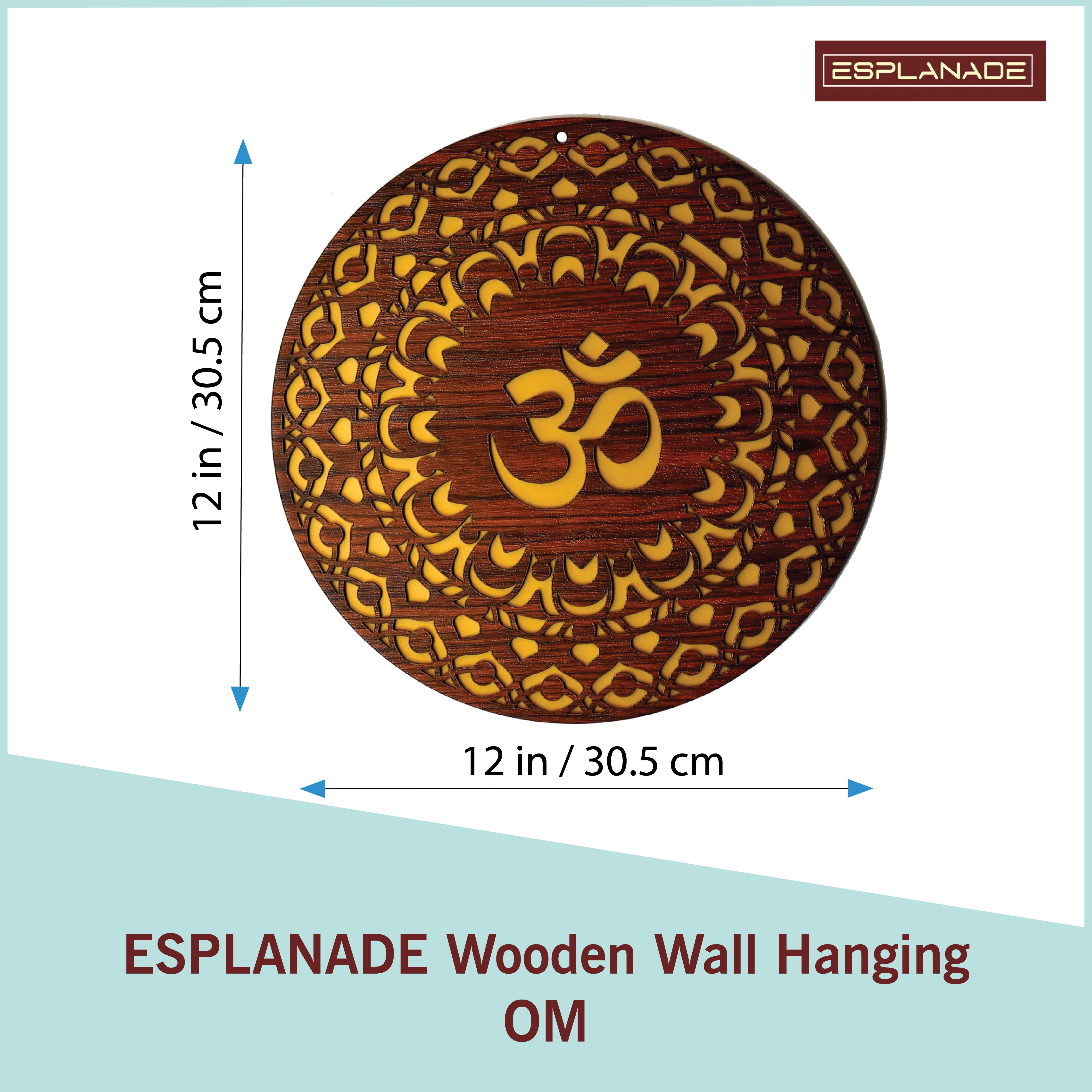 ESPLANADE Wood Wall Hanging- Satiya, Om, Ganesh & Mandala Home Decoration Items for Living Room, Wall Decor Items, Decor for Home and Office - 12in