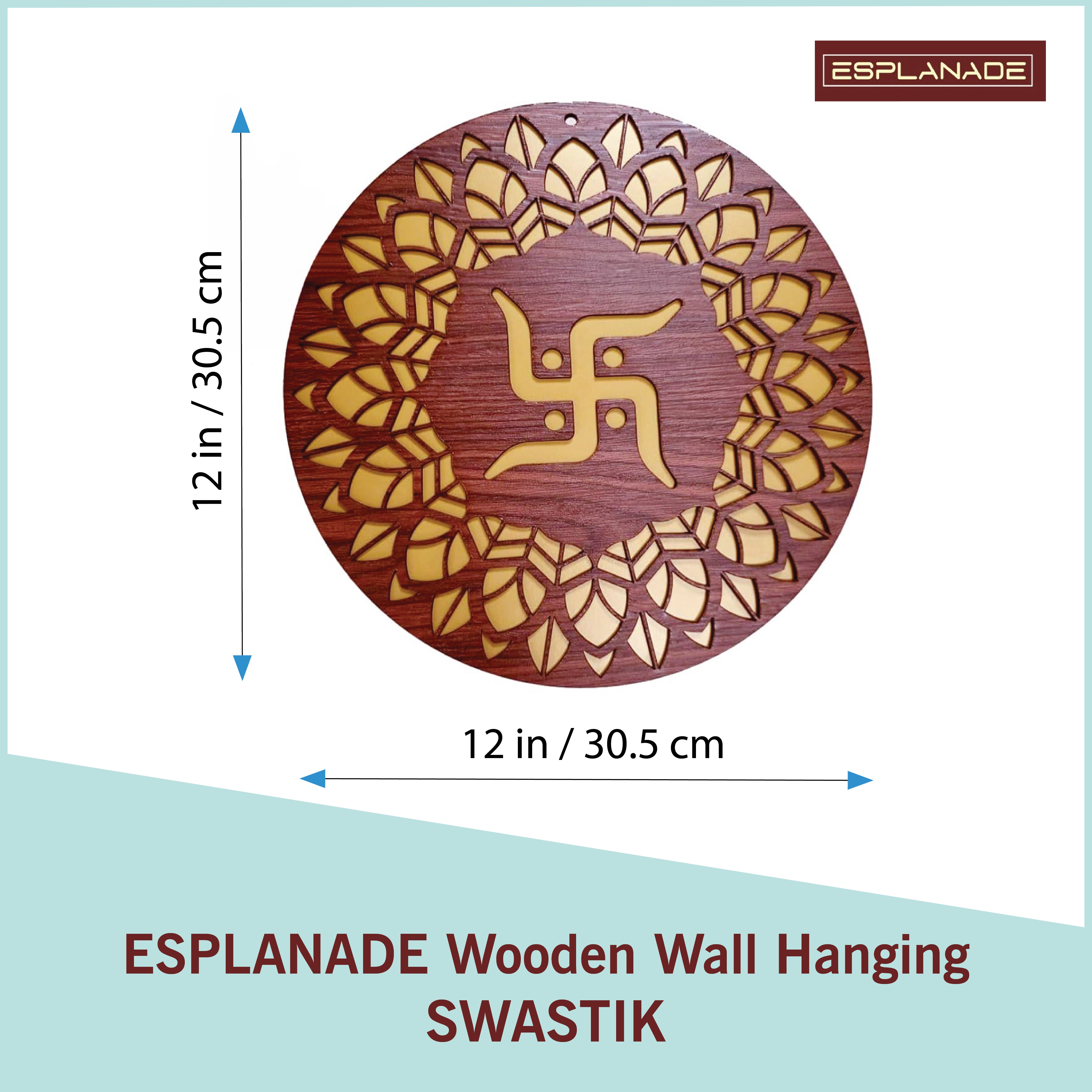 ESPLANADE Wood Wall Hanging- Satiya, Om, Ganesh & Mandala Home Decoration Items for Living Room, Wall Decor Items, Decor for Home and Office - 12in