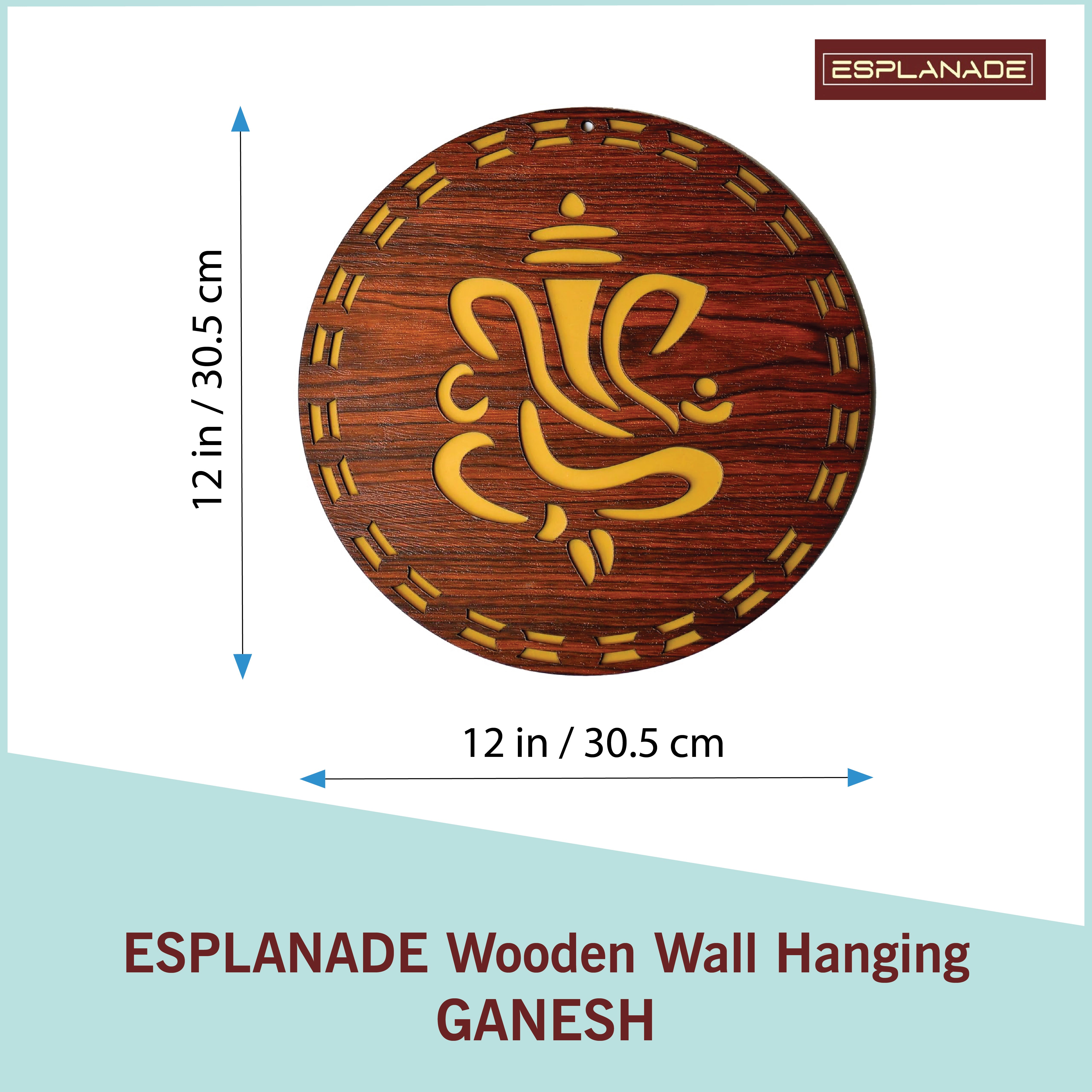 ESPLANADE Wood Wall Hanging- Satiya, Om, Ganesh & Mandala Home Decoration Items for Living Room, Wall Decor Items, Decor for Home and Office - 12in
