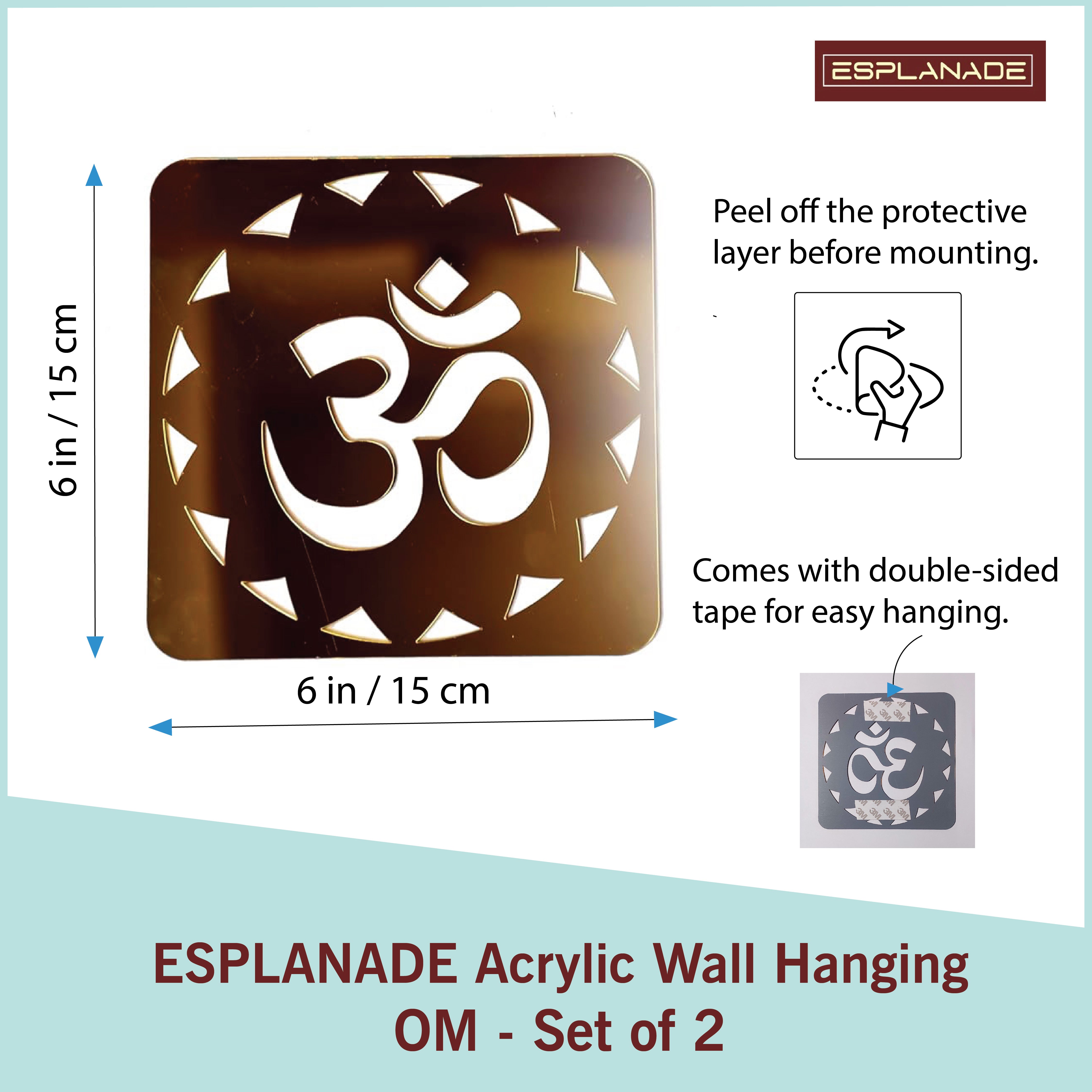 ESPLANADE Acrylic Wall Hanging - Home Decoration Items for Living Room, Wall Decor Items, Adhesive Aum Design Decor for Home and Office - 6in