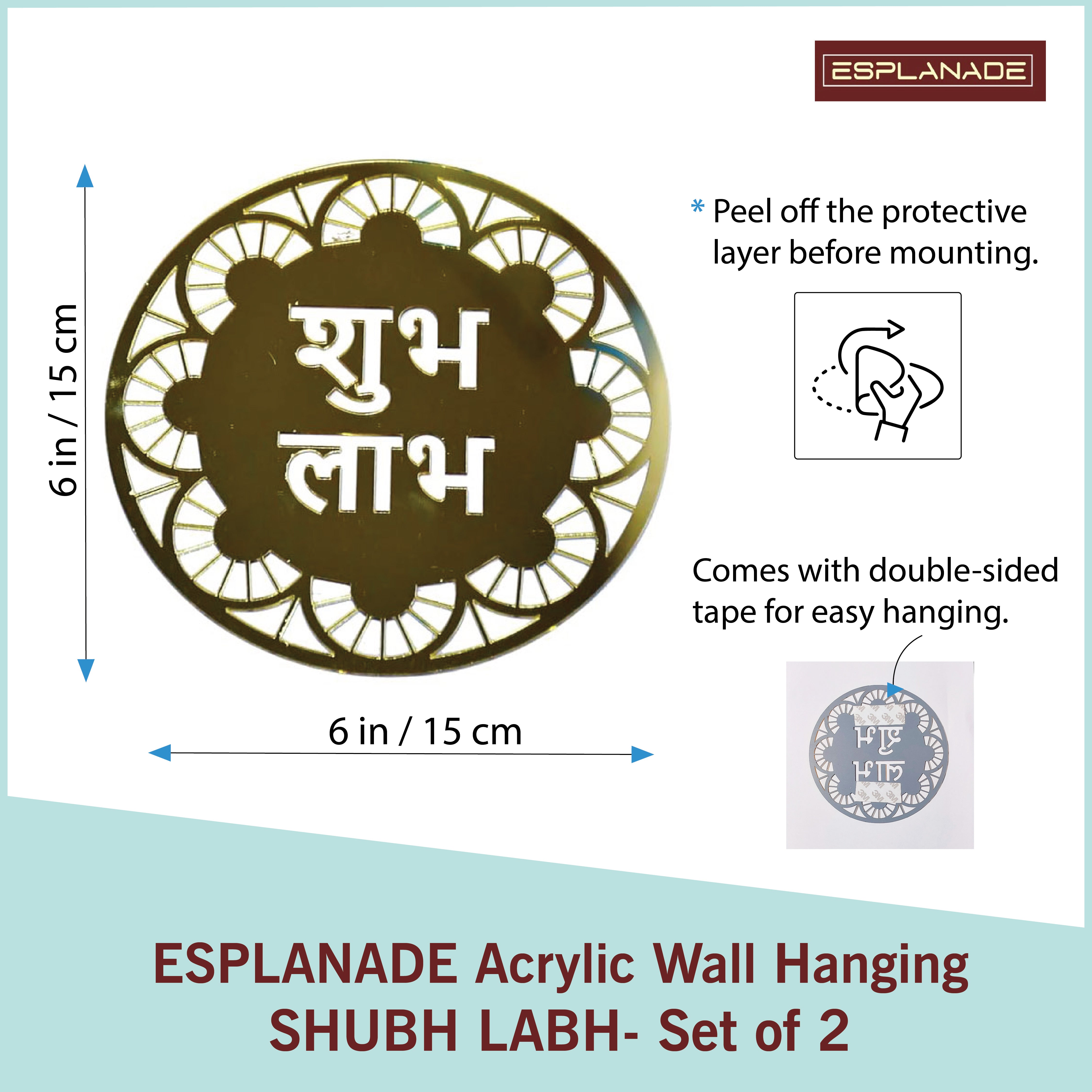 ESPLANADE Acrylic Wall Hanging - Home Decoration Items for Living Room, Wall Decor Items, Adhesive Aum Design Decor for Home and Office - 6in