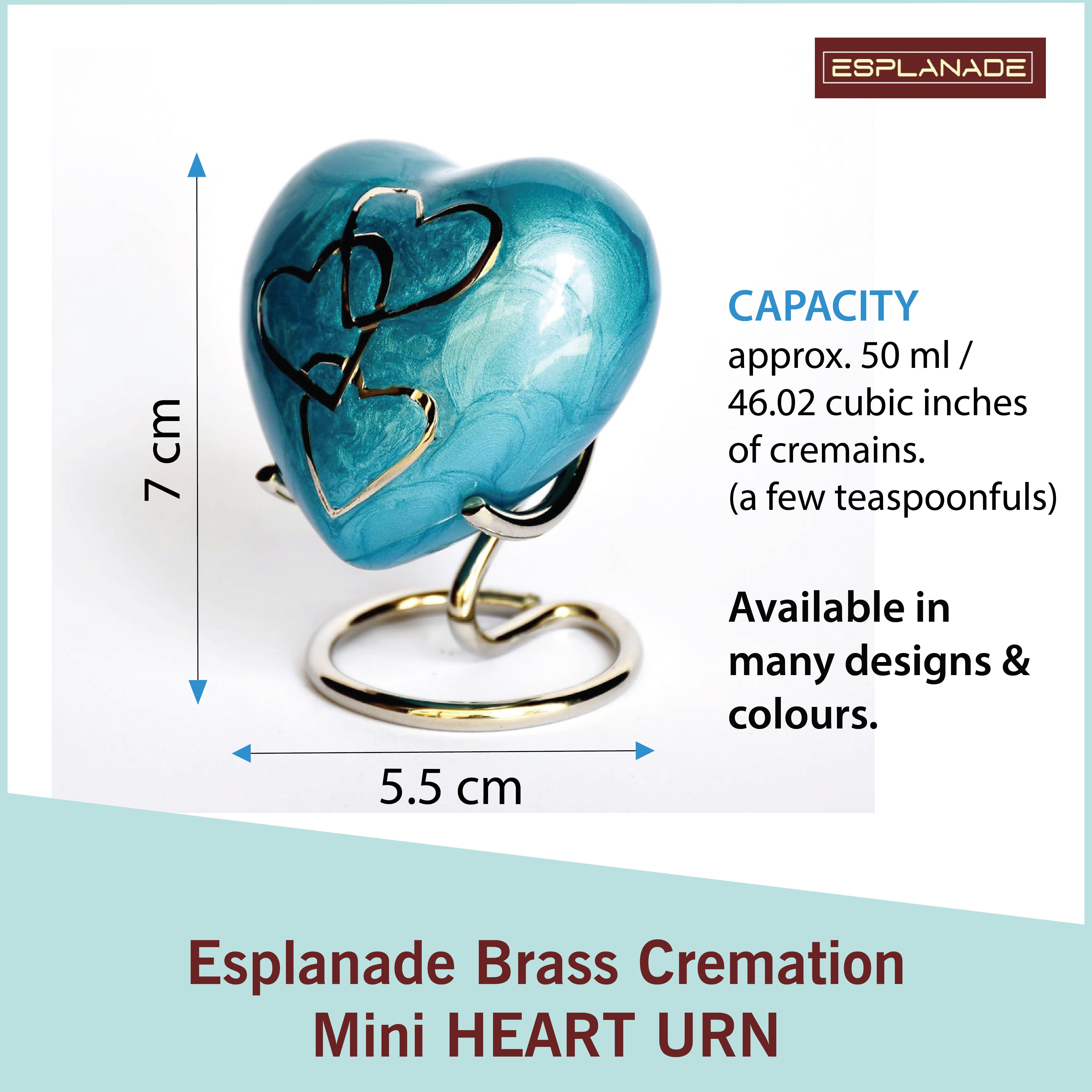 Esplanade Brass Cremation Mini Heart Urn Keepsake Memorial, Small Urn for Ashes Funeral Burial Container Jar Pot, 2.8 Inches (Pink, 2.8", Engraved)