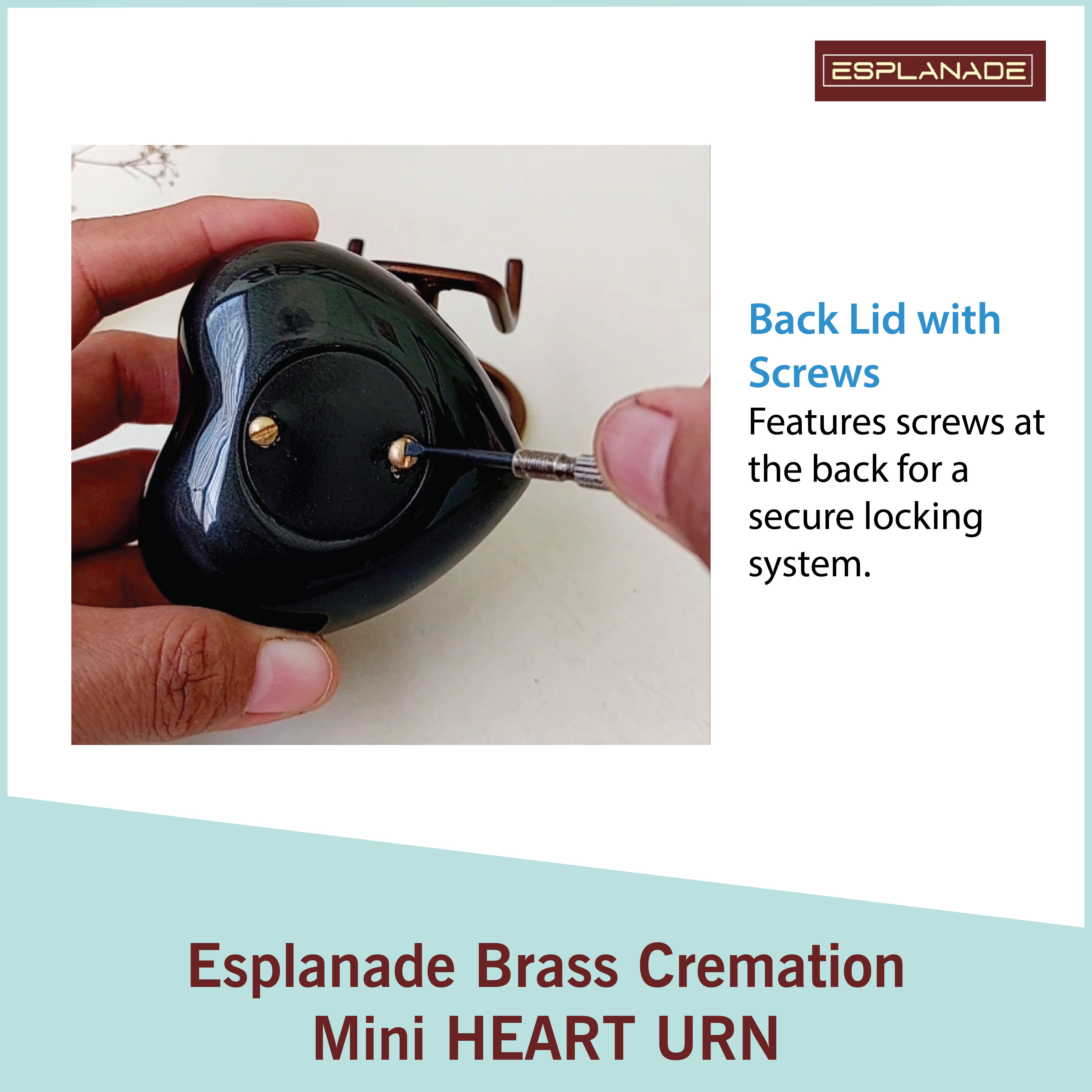 Esplanade Brass Cremation Mini Heart Urn Keepsake Memorial, Small Urn for Ashes Funeral Burial Container Jar Pot, 2.8 Inches (Navy, 2.8", Engraved)