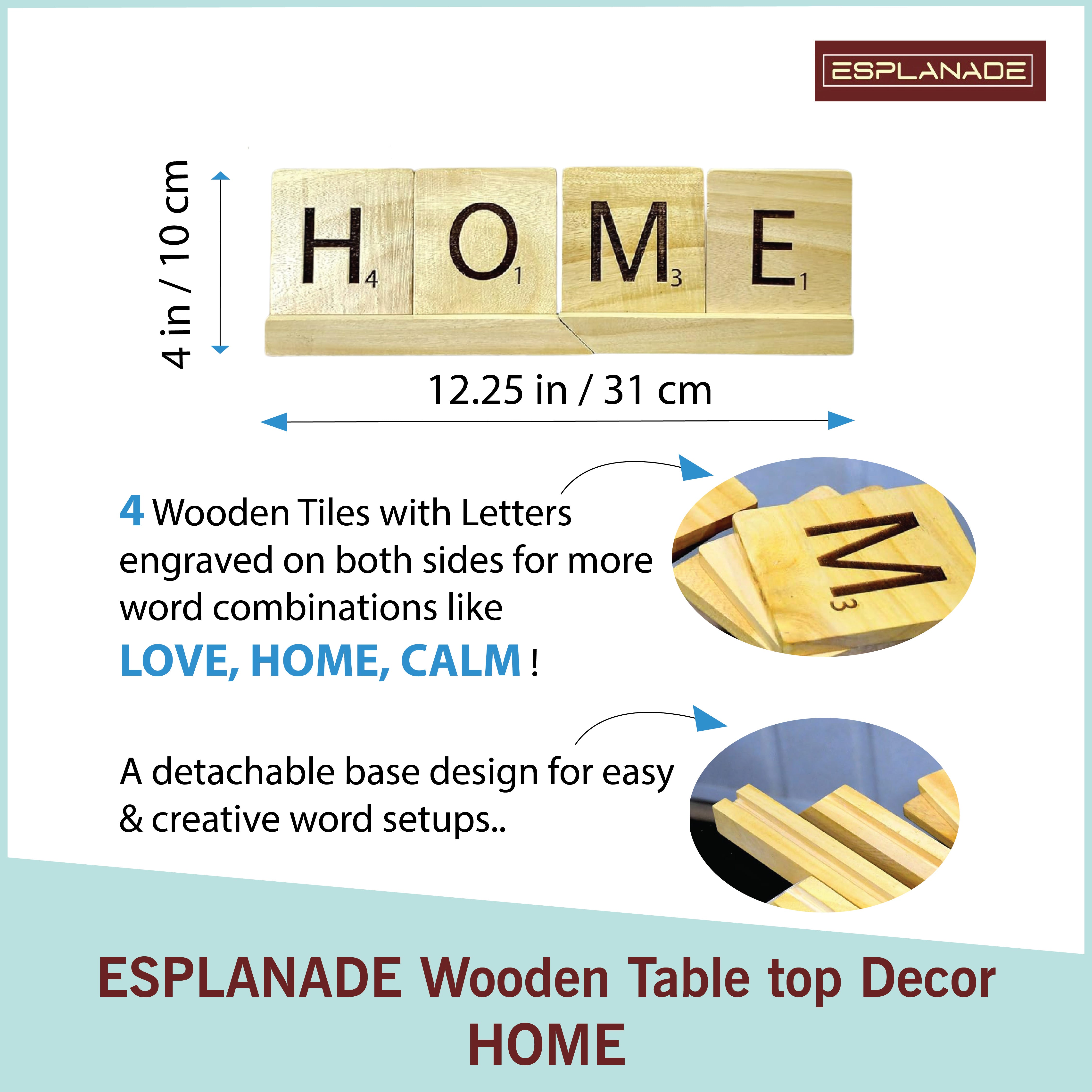 Esplanade Wooden Letter Tiles - DREAM HOME Office Table Decoration Items - Word Block | Scrabble-Inspired Showpieces for Home Decor, Motivational Sign, Interchangeable Letters