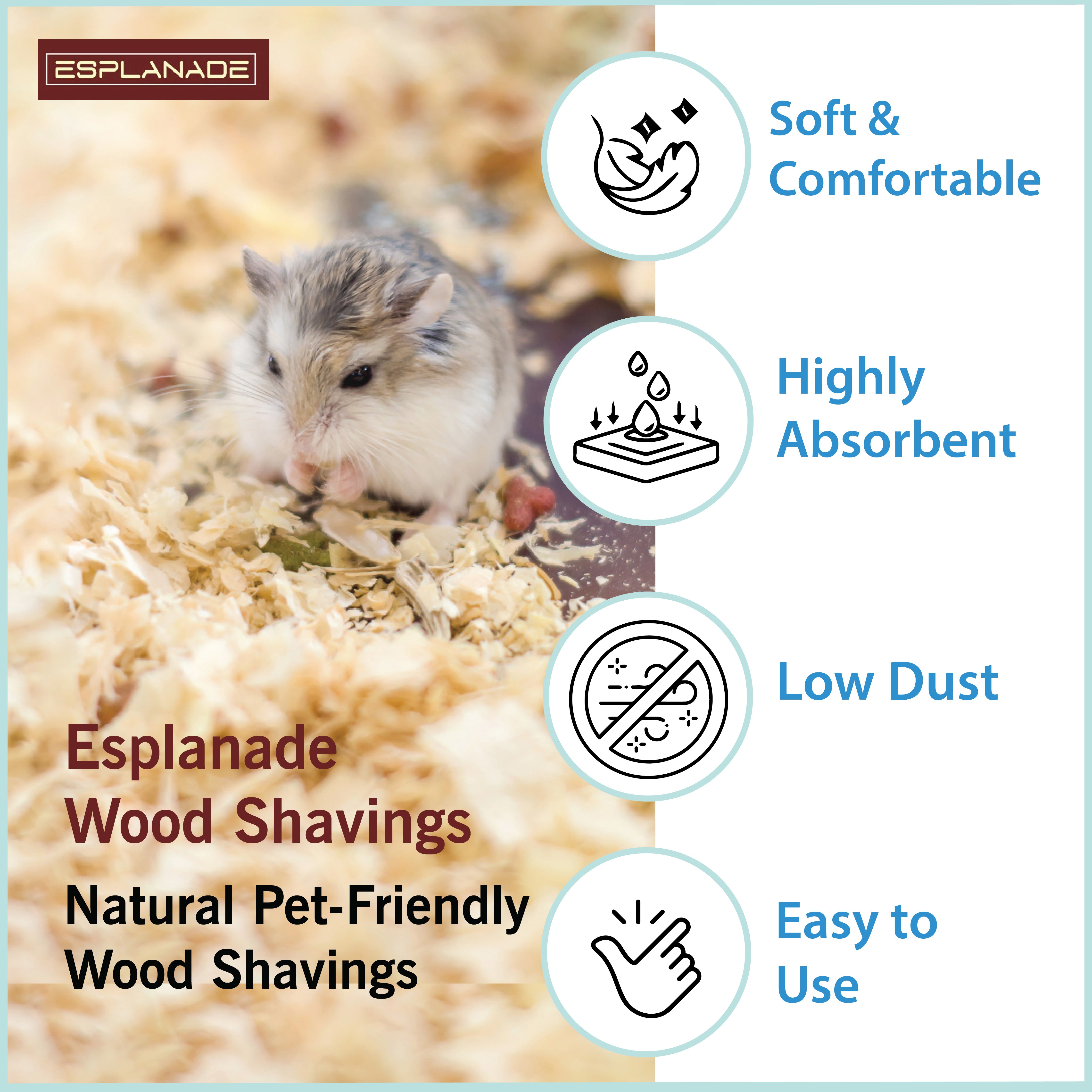 Esplanade Wood Shavings - Natural Soft Bedding for Birds, Guinea Pigs, Hamsters, Cosy Nesting Material - Odor-Control Pet Wood Flakes, Packing Material, Craft DIY