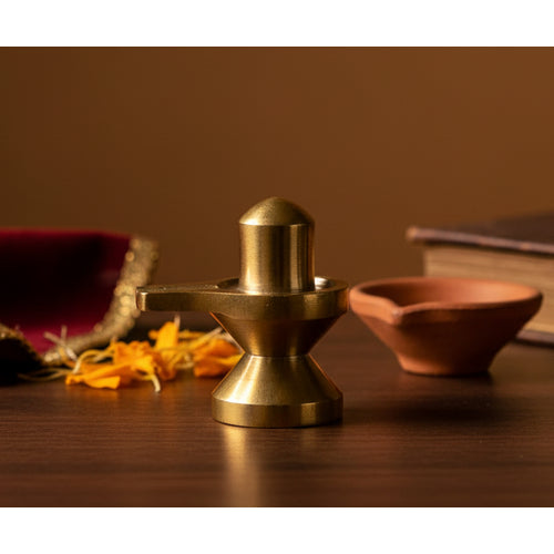 ESPLANADE Brass Shiva Lingam Idol 2.5 in Car Dashboard God Idol for Home for Desk Decor | Antique Decor Item | Home Decor Gift Showpieces