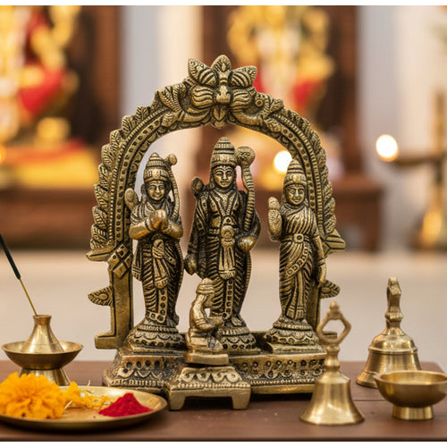 eSplanade Brass Ram Darbar (Rama, Sita, Laxman, Hanuman) Murti Idol Statue Sculpture