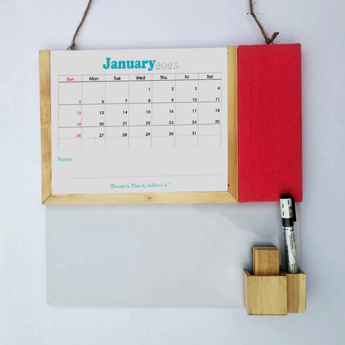 IVEI Planner Combination Board - Blue- pin Board and whiteboard Combination Board with Planner - Dry Erase Board - Bulletin Board - Innovative Organizer- Office and Home