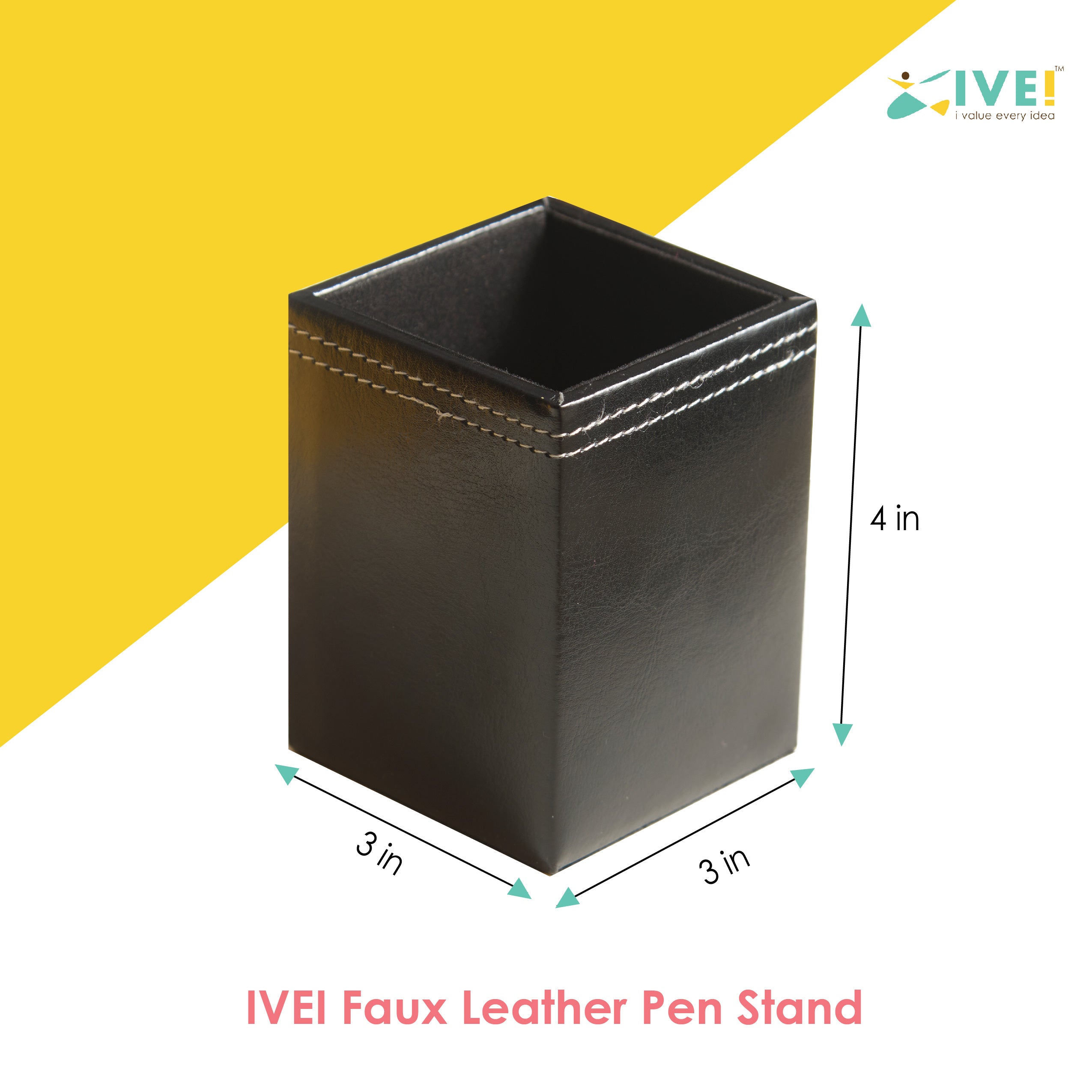 IVEI Faux Leather Pen Stand, Utility Desk Organizer Pen Holder, Pencil Holder for Office, Home, and Study Table