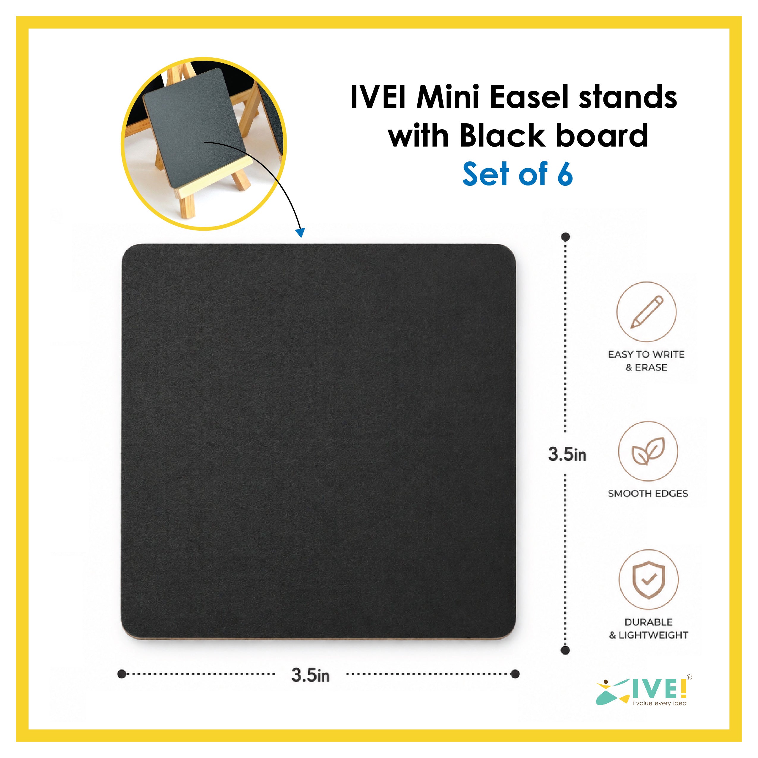IVEI Mini Chalkboard Easel - Set of 6 | Tabletop Display Board for Café, Wedding, Party & Office Decor