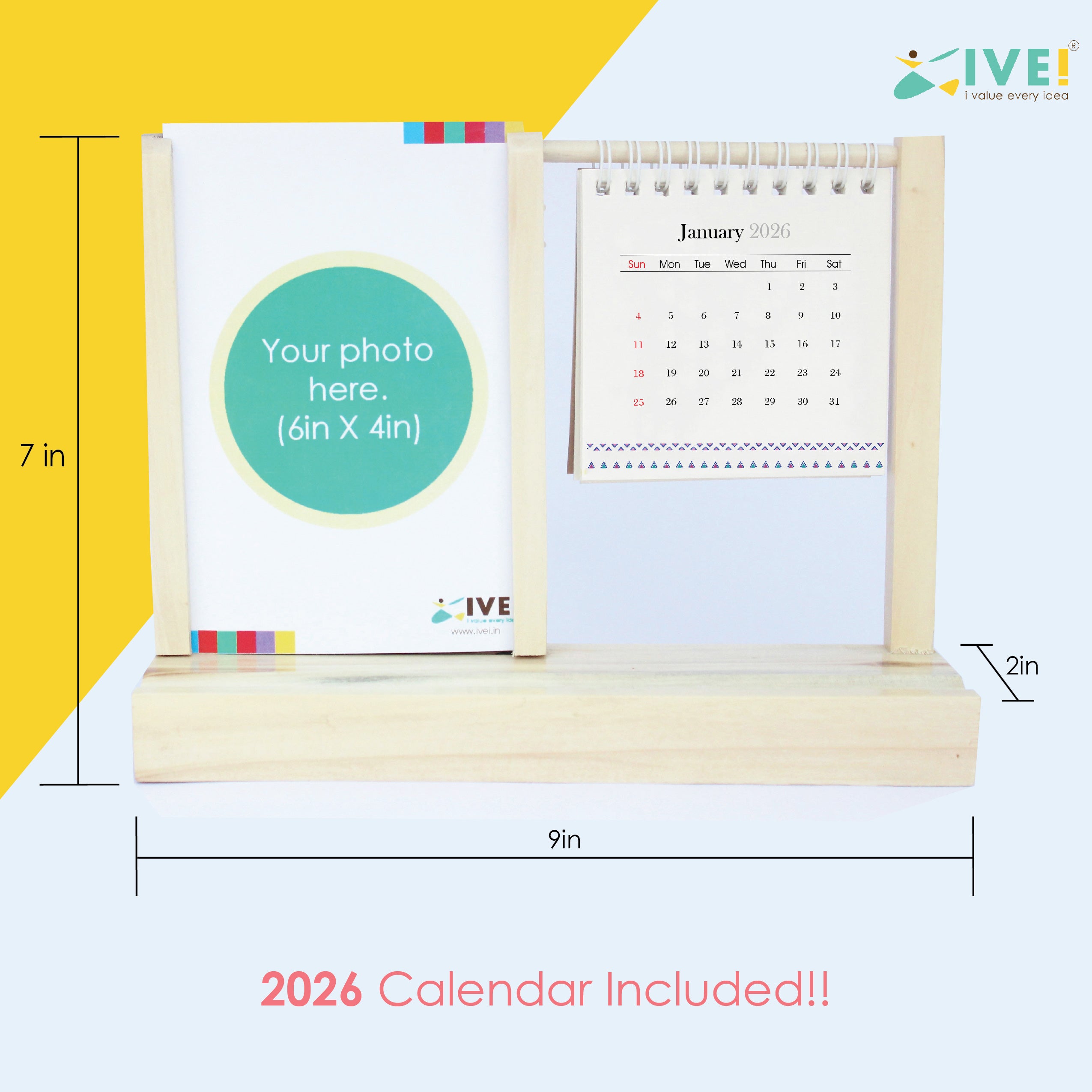 IVEI warli Desk Calendar with a Photo Frame