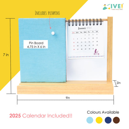 IVEI Warli Utility Desk Calendar with a Dark Brown pinboard - Desk Organizer - Office Calendar (Dark Brown)