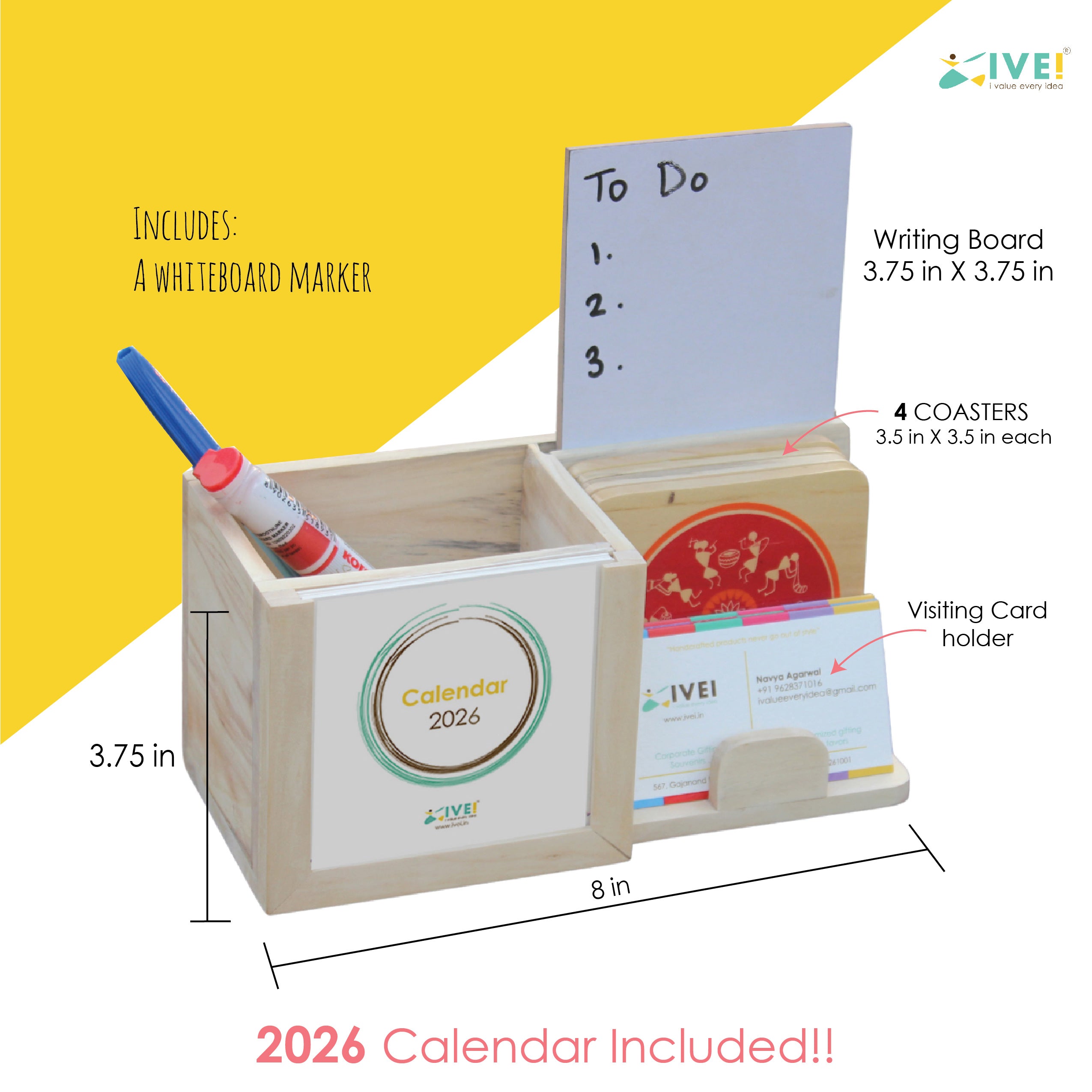 IVEI Warli Multi-Utility Calendar Desk Organizer