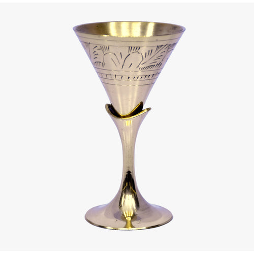 ESPLANADE Brass Engraved Wine Glass, Metal Goblet, Champagne Flutes, Royal Medieval Chalice Vintage Coupe, Diwali Gift, Wedding Anniversary Gift