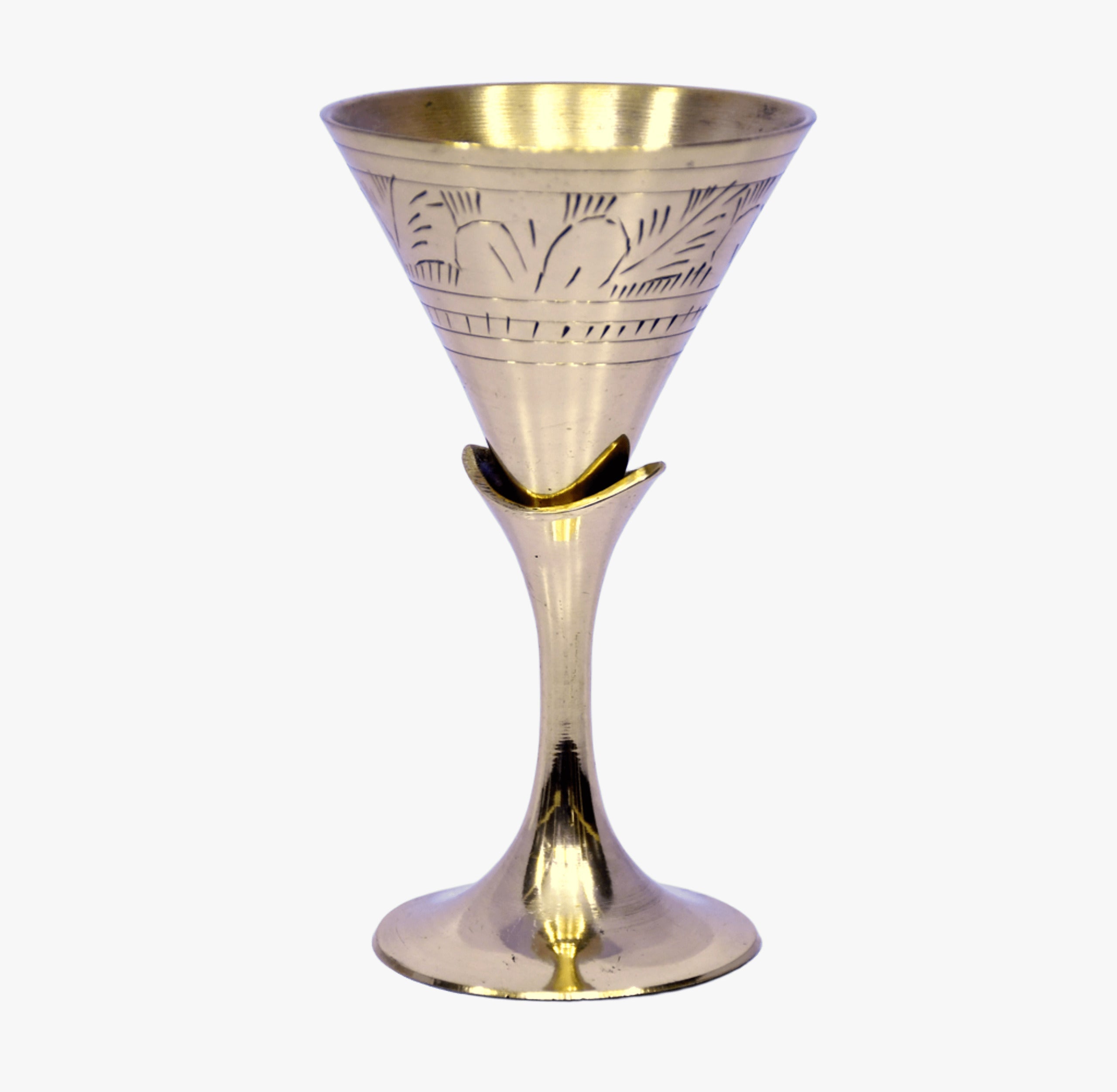 ESPLANADE Brass Engraved Wine Glass, Metal Goblet, Champagne Flutes, Royal Medieval Chalice Vintage Coupe, Diwali Gift, Wedding Anniversary Gift