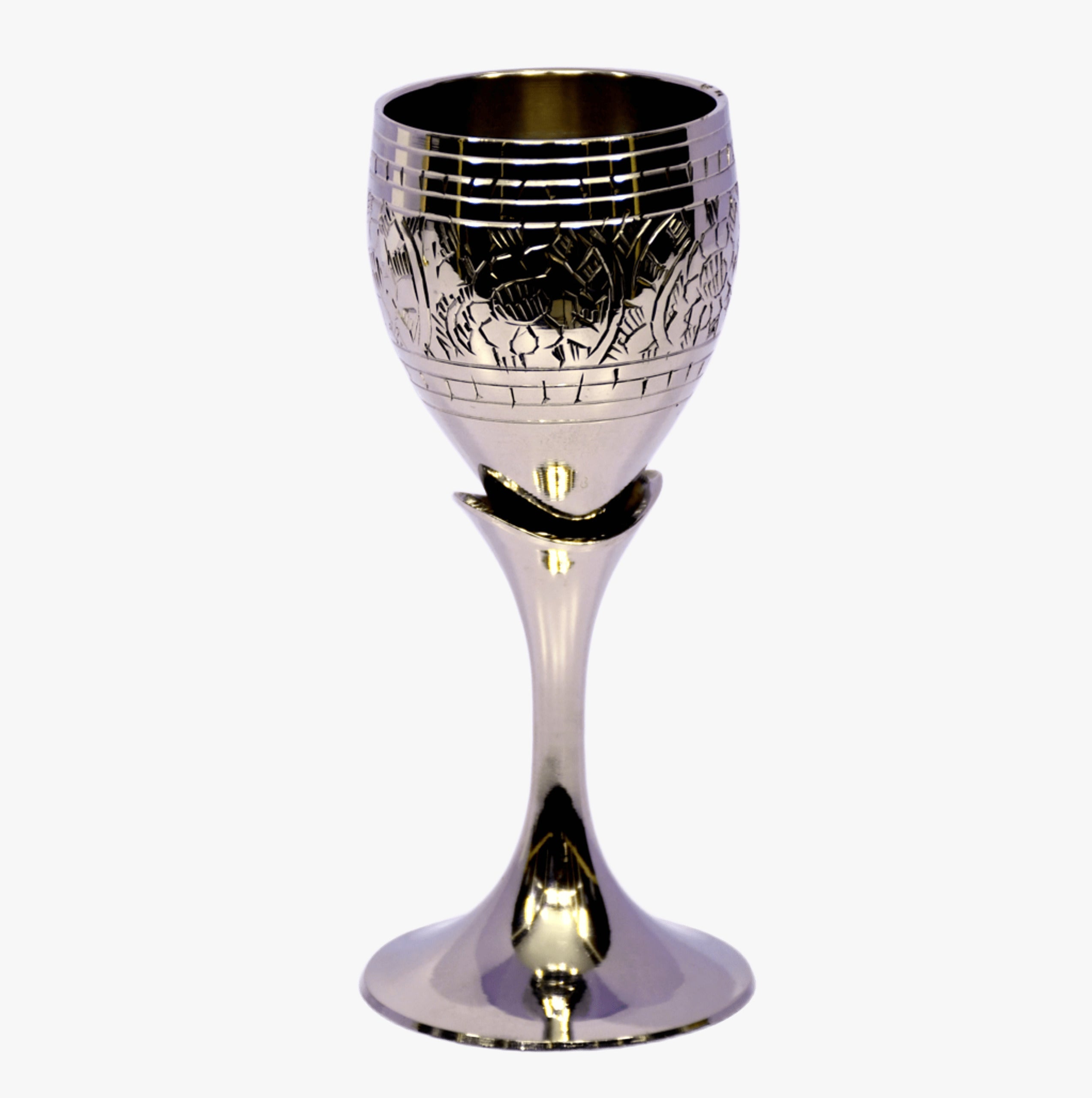 ESPLANADE Brass Engraved Wine Glass, Metal Goblet, Champagne Flutes, Royal Medieval Chalice Vintage Coupe, Diwali Gift, Wedding Anniversary Gift