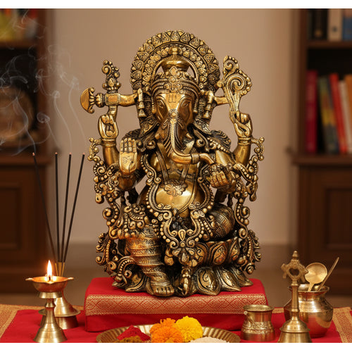 eSplanade Brass Ganesh Ganesha Ganpati Vinayak Showpiece -15.5