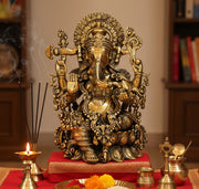 eSplanade Brass Ganesh Ganesha Ganpati Vinayak Showpiece -15.5" inches - Big Size | Murti Idol Statue Sculpture
