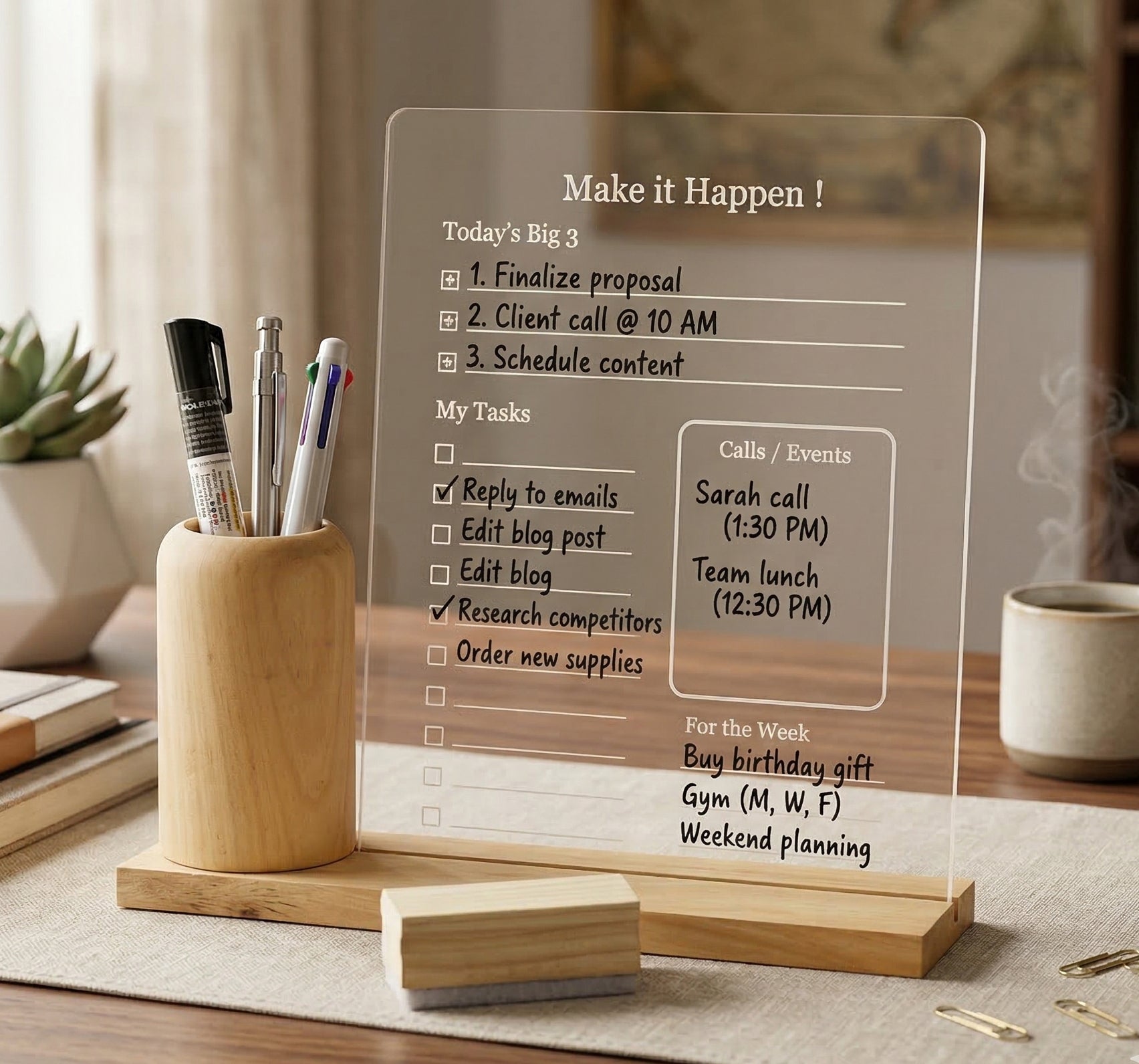 IVEI Minimal Pen Stand with Acrylic Daily Planner