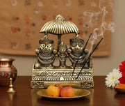 eSplanade Brass Lord Puri Jagannath, Balaram and Subhadra maa Idol for Decor Idol Murti Statue - 2.75 & 5.25 inches