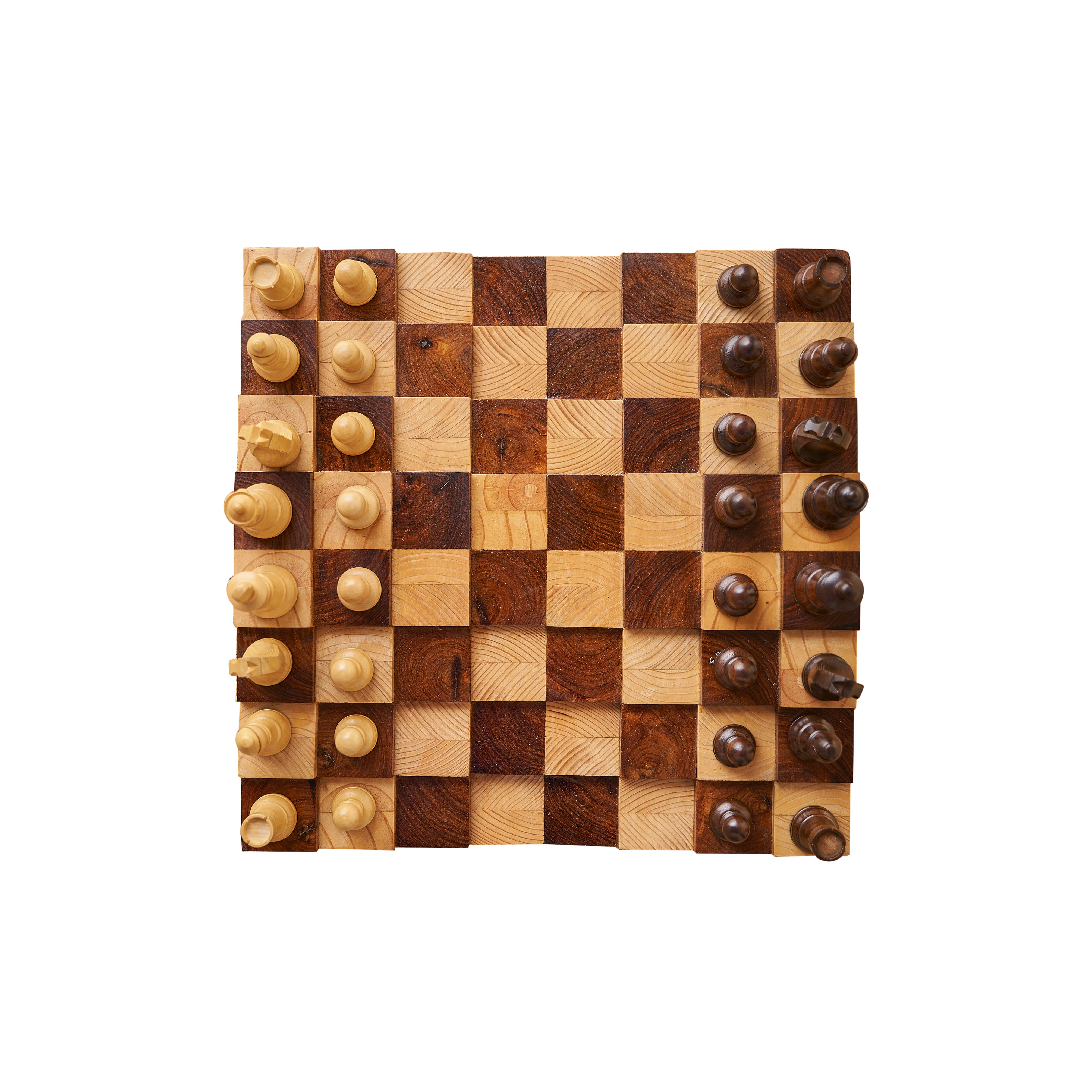 Stonkraft 3D Wooden Chess Board Set – Unique Handcrafted Chess Set, Collector's Edition Gifts for Chess Lovers | Elevated Squares | Chess Board with Pieces