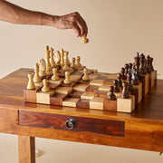 Stonkraft 3D Wooden Chess Board Set – Unique Handcrafted Chess Set, Collector's Edition Gifts for Chess Lovers | Elevated Squares | Chess Board with Pieces