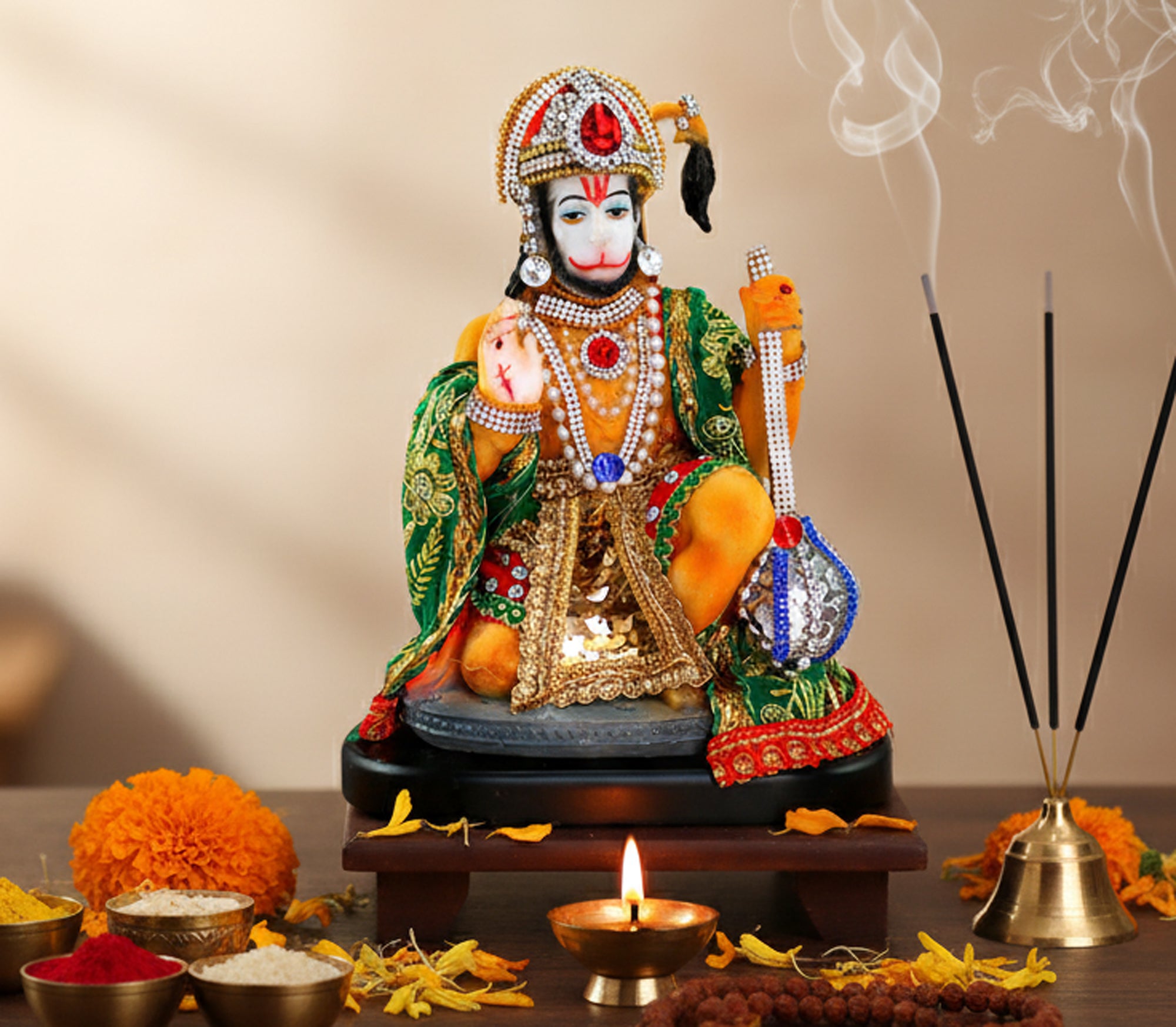 eSplanade Resin Hanuman Anjaneya Pavan Putra Idol Murti Moorti Statue (8.5 x 5.25 Inches)